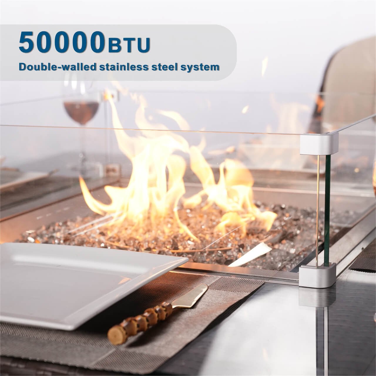 4 - Seat Square Fire Pit Table (PAG - 1104 - T) - Direct Wicker