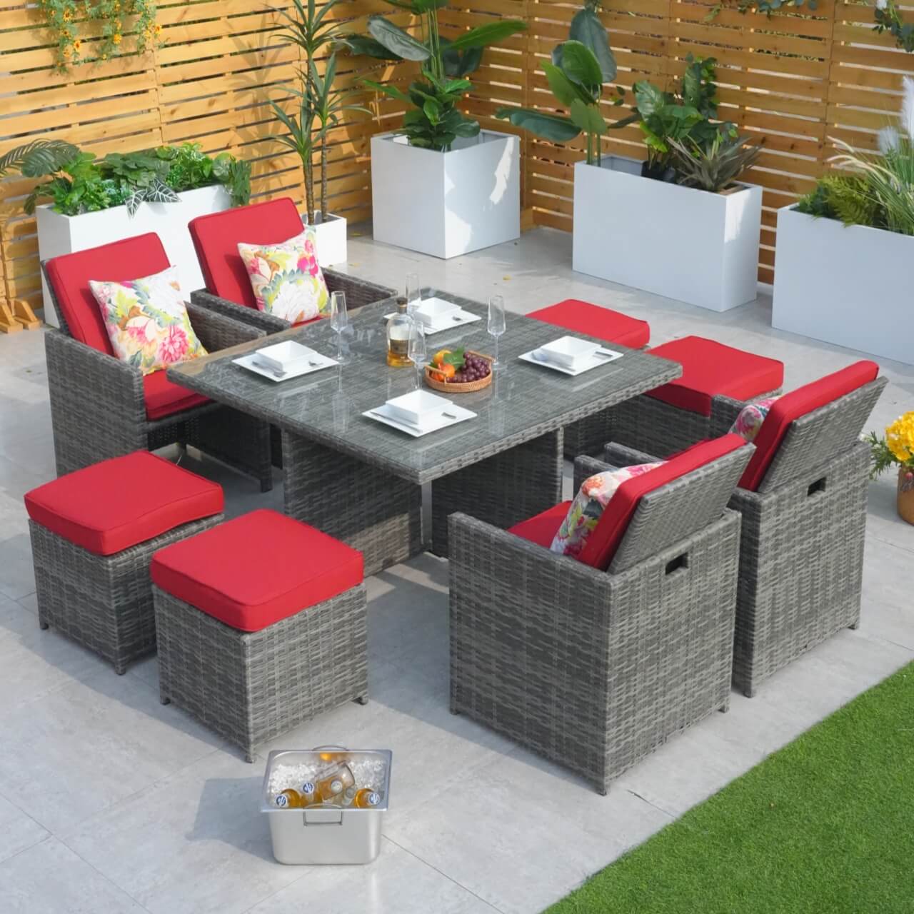4 - Seater Outdoor Dining Set - Carmel Chairs with Cube Dining Table (PAD - 3233B) - Direct Wicker