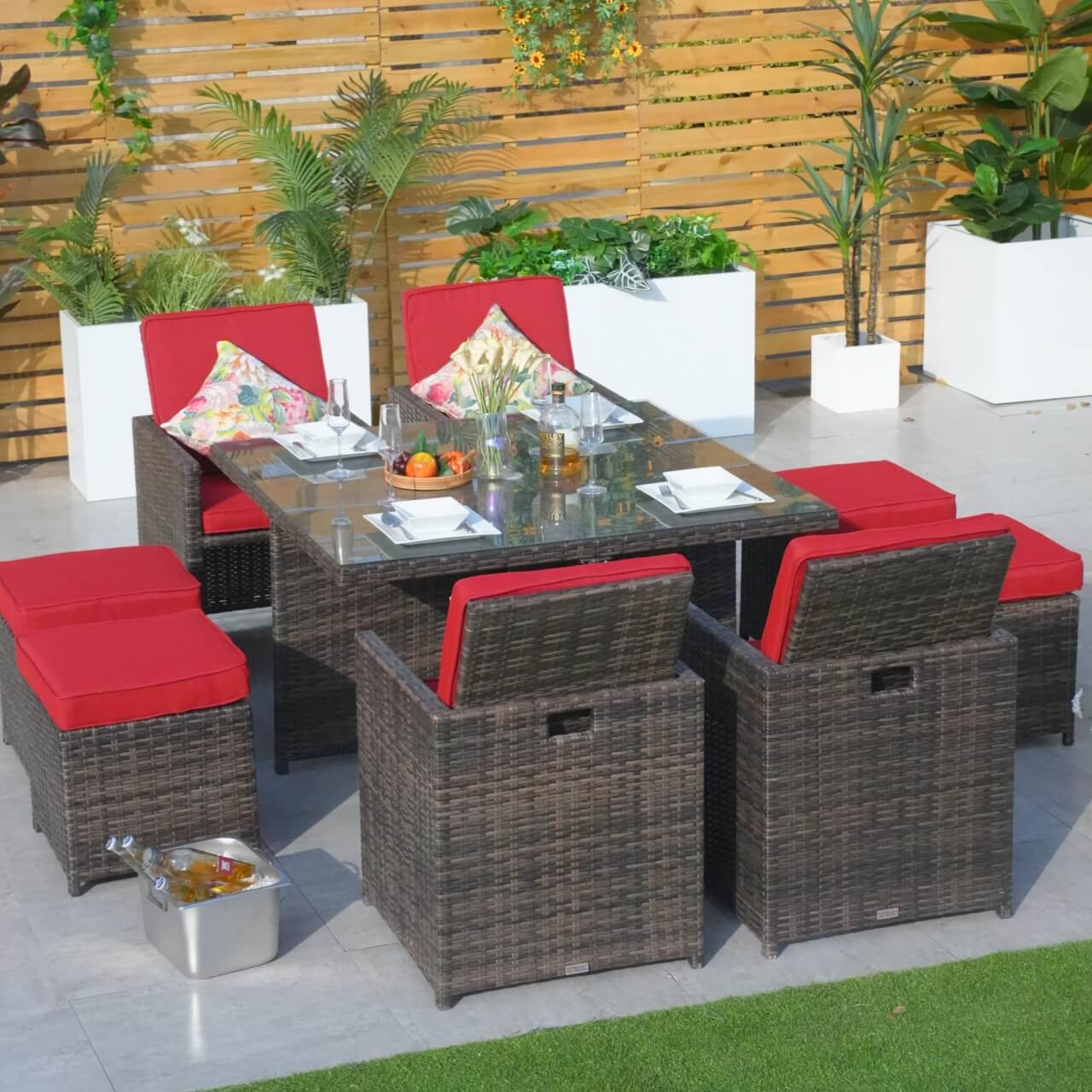 4 - Seater Outdoor Dining Set - Carmel Chairs with Cube Dining Table (PAD - 3233B) - Direct Wicker