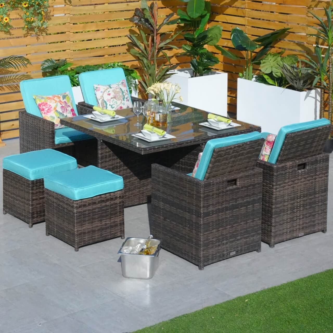 4 - Seater Outdoor Dining Set - Carmel Chairs with Cube Dining Table (PAD - 3233B) - Direct Wicker