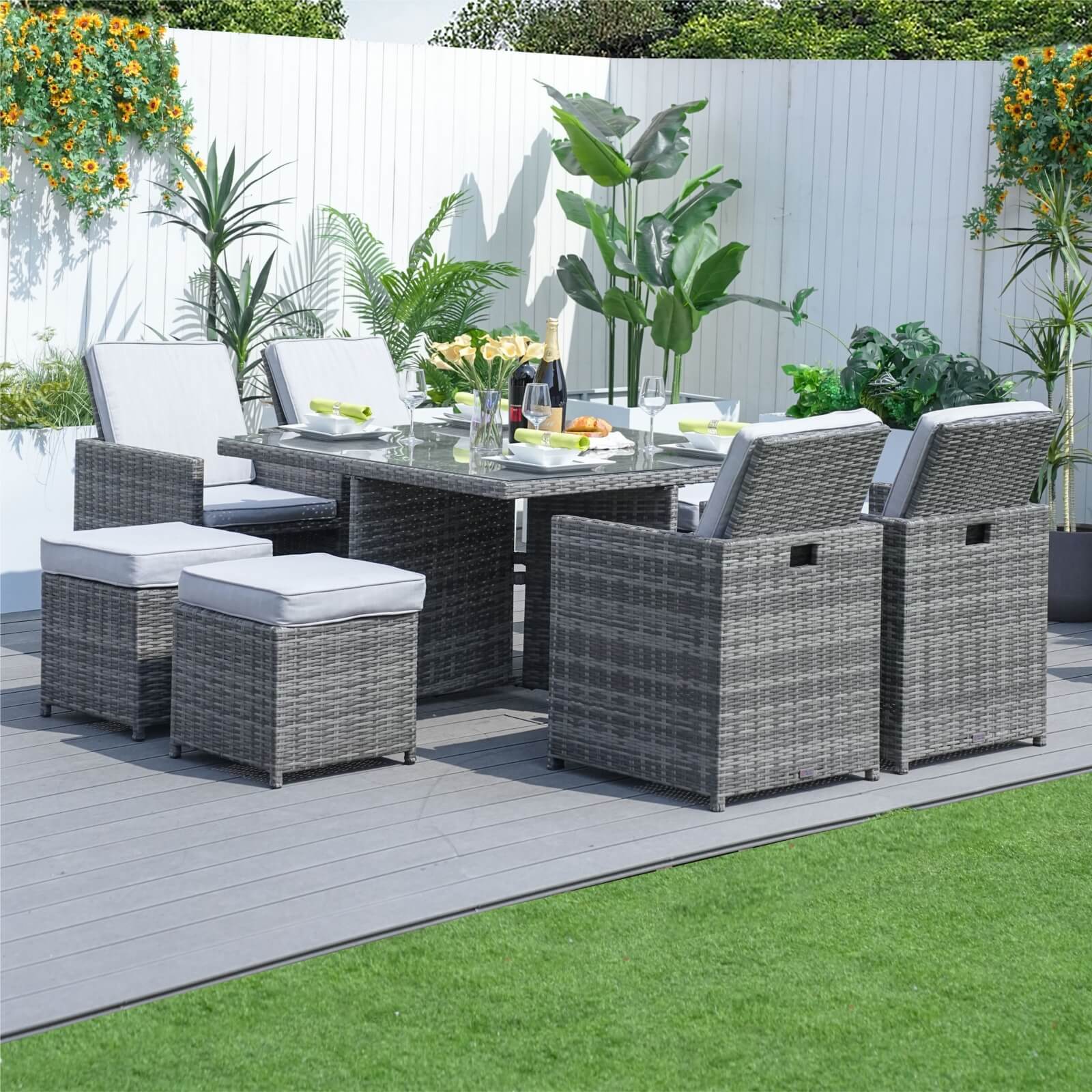 4 - Seater Outdoor Dining Set - Carmel Chairs with Cube Dining Table (PAD - 3233B) - Direct Wicker