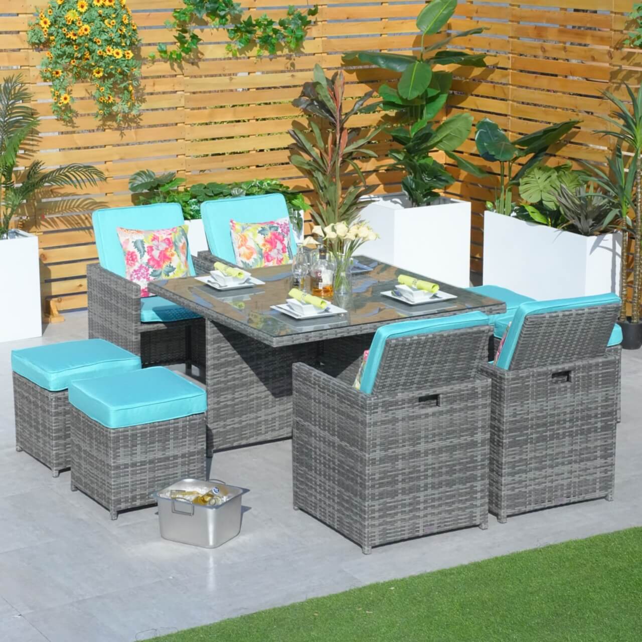 4 - Seater Outdoor Dining Set - Carmel Chairs with Cube Dining Table (PAD - 3233B) - Direct Wicker