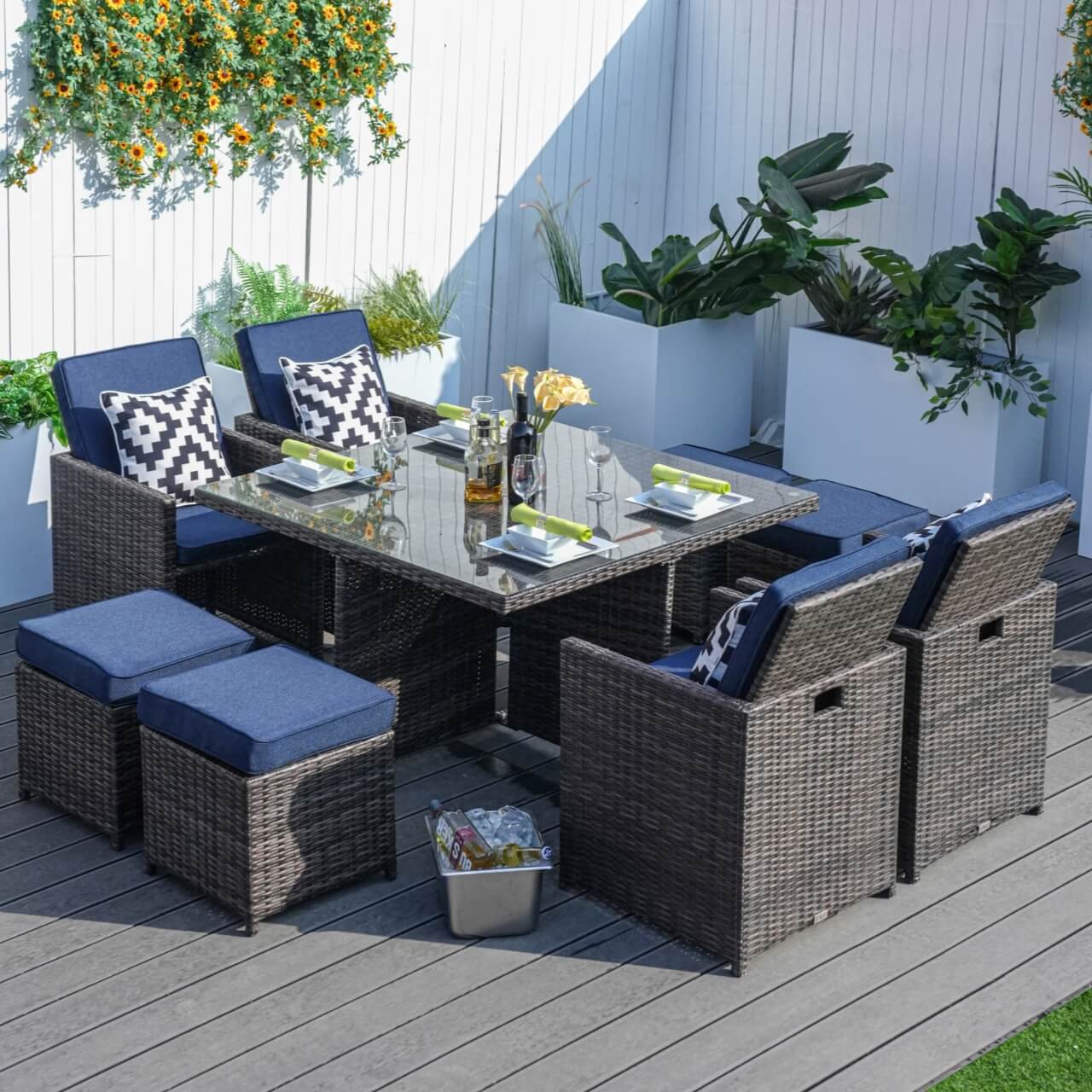 4 - Seater Outdoor Dining Set - Carmel Chairs with Cube Dining Table (PAD - 3233B) - Direct Wicker