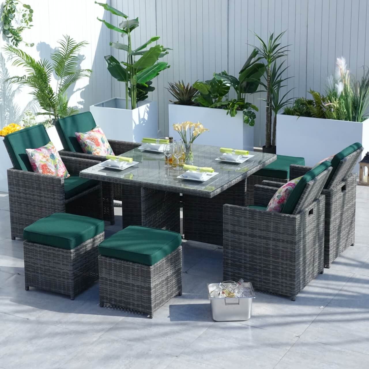 4 - Seater Outdoor Dining Set - Carmel Chairs with Cube Dining Table (PAD - 3233B) - Direct Wicker