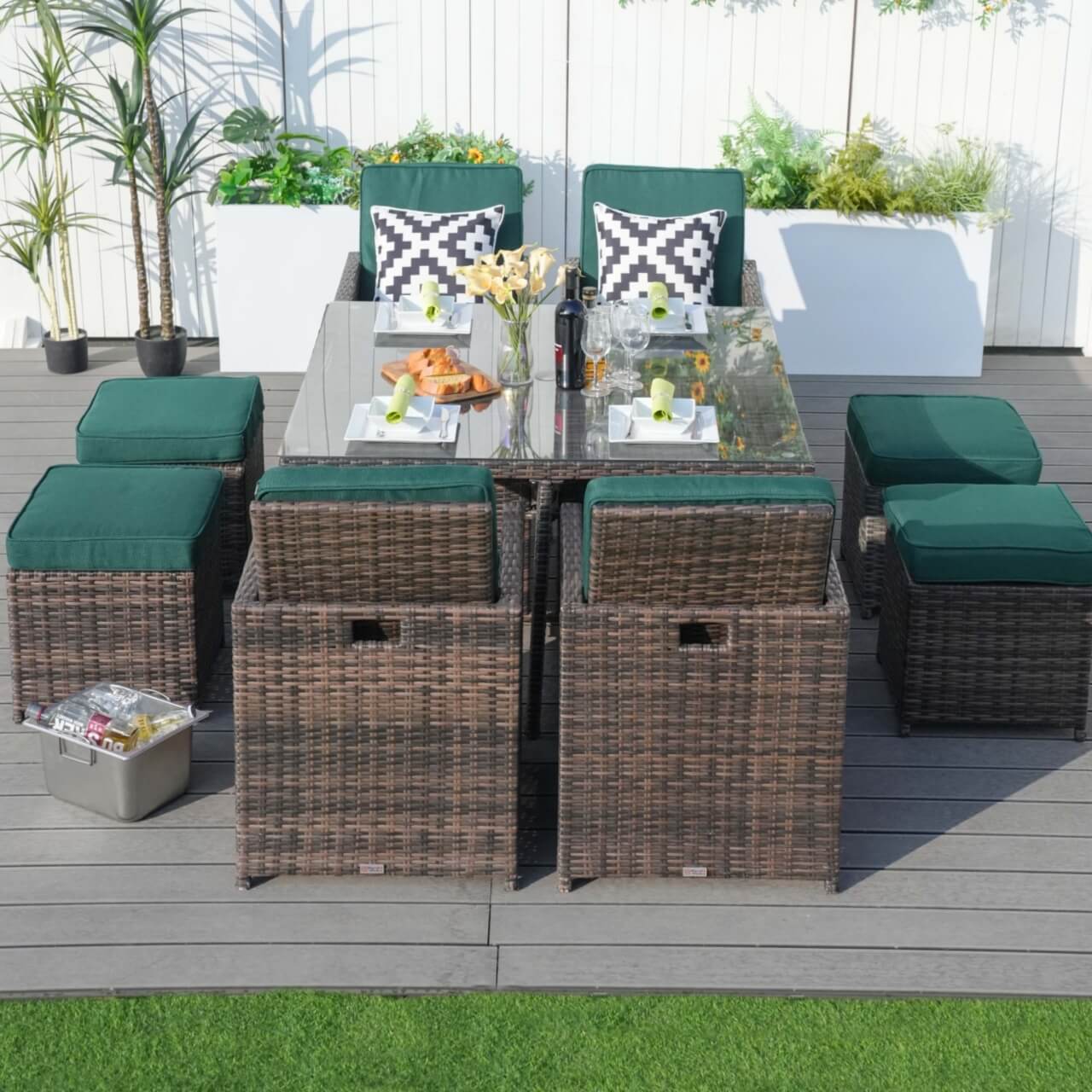 4 - Seater Outdoor Dining Set - Carmel Chairs with Cube Dining Table (PAD - 3233B) - Direct Wicker