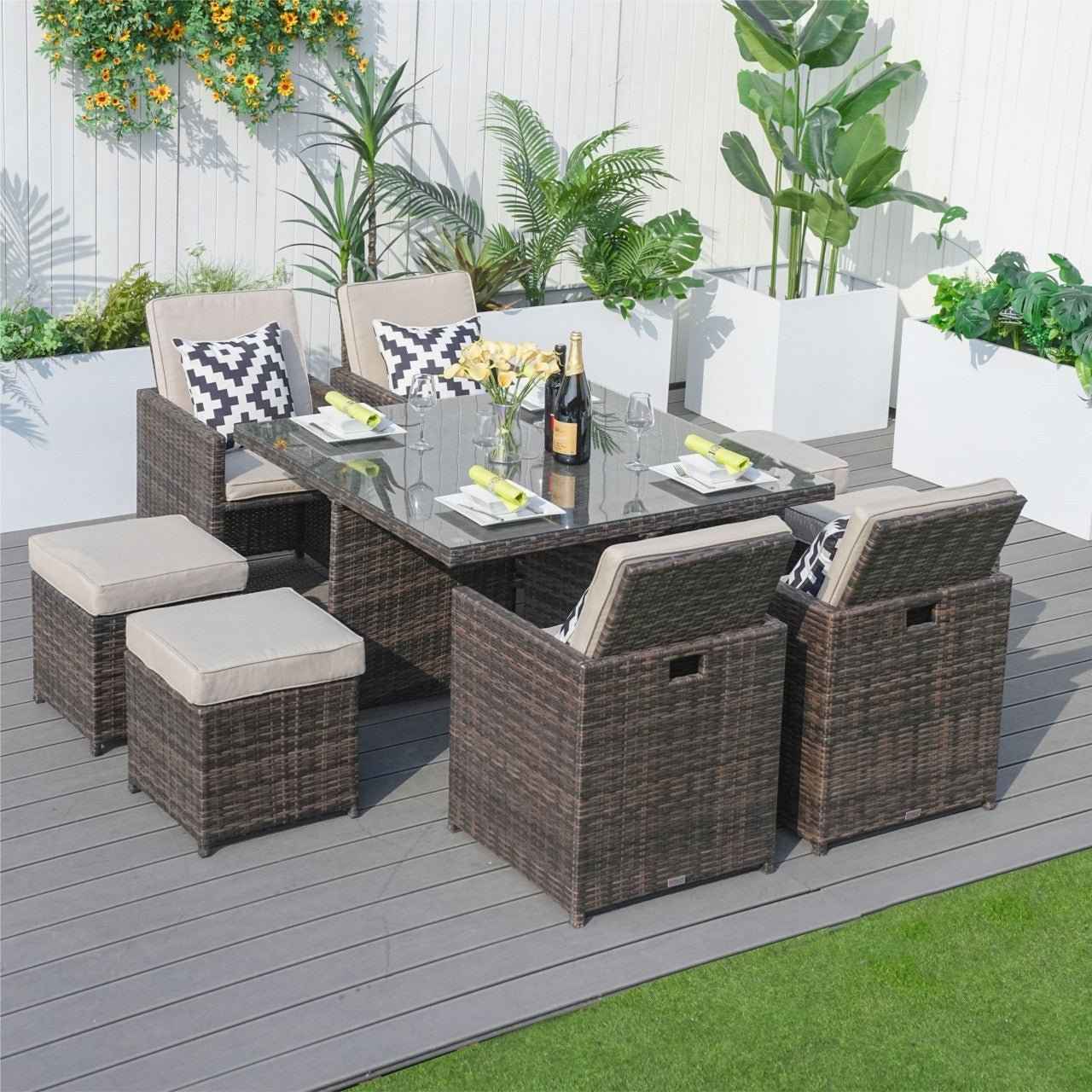 4-Seater Outdoor Dining Set - Carmel Chairs with Cube Dining Table (PAD-3233B)