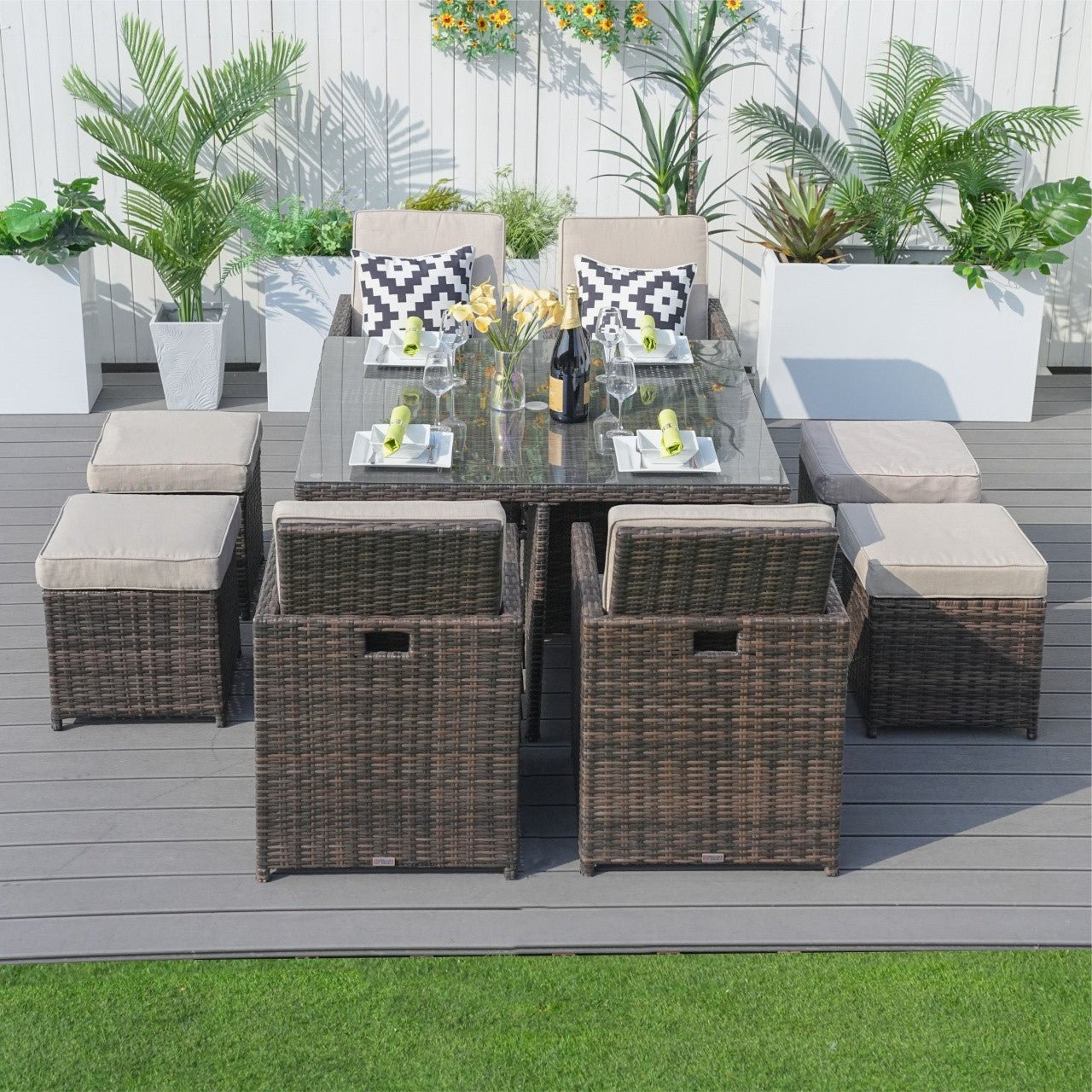 4 - Seater Outdoor Dining Set - Carmel Chairs with Cube Dining Table (PAD - 3233B) - Direct Wicker
