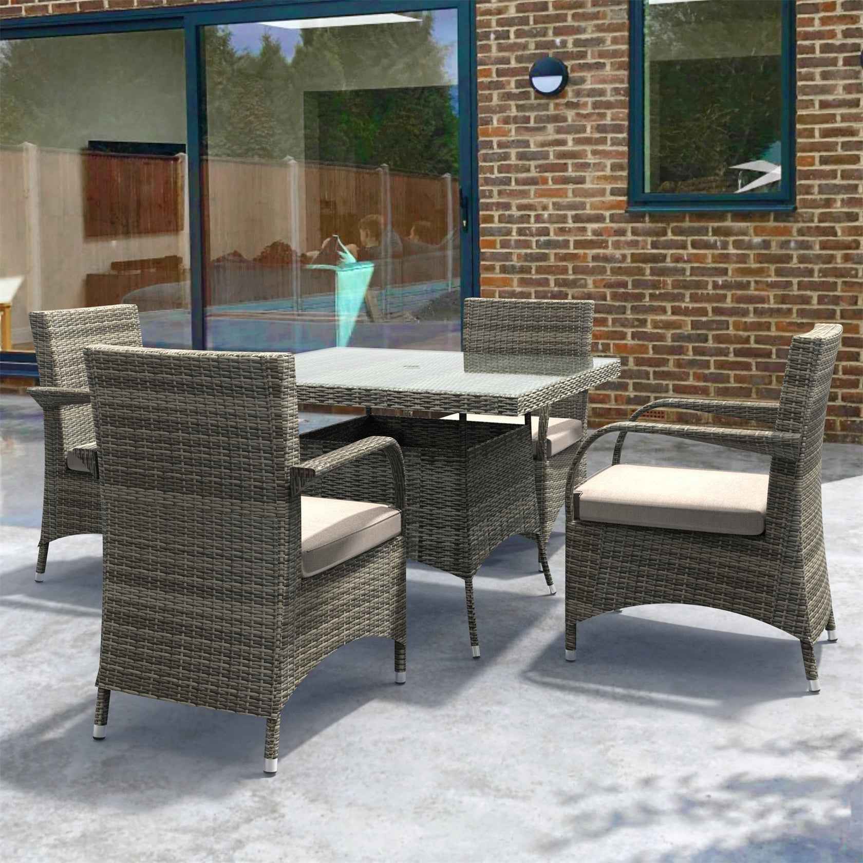 4-Seater Outdoor Dining Set - Hampton Chairs with Cube Dining Table (PAD-1710+1122)