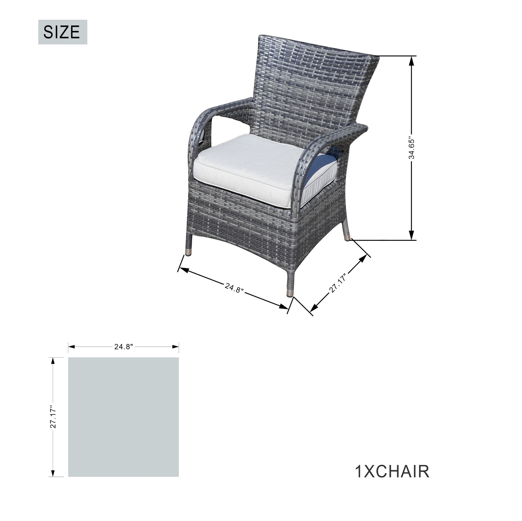 4 - Seater Outdoor Dining Set – Hampton Chairs with Cube Dining Table (PAD - 1710+1122) - Direct Wicker