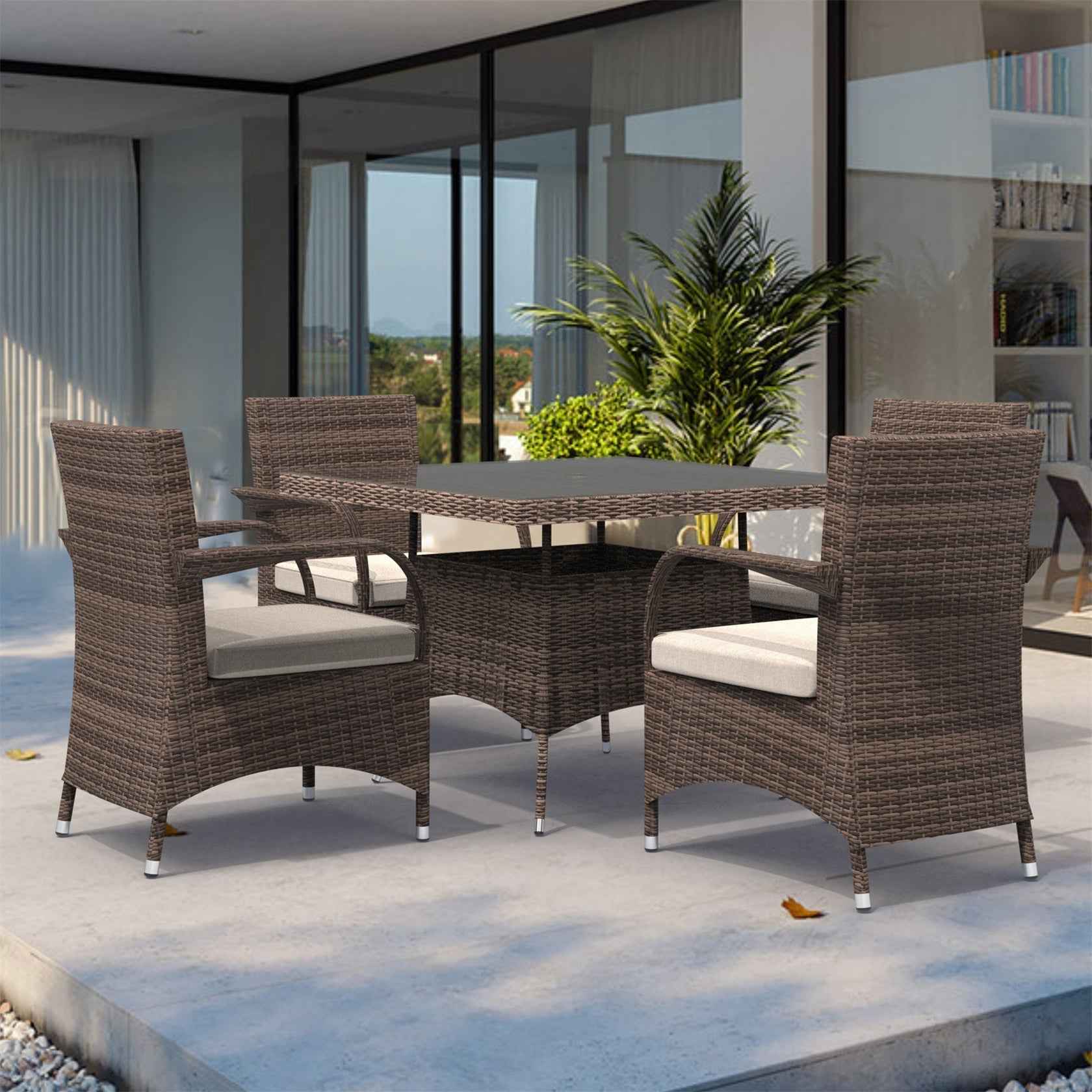 4-Seater Outdoor Dining Set - Hampton Chairs with Cube Dining Table (PAD-1710+1122)