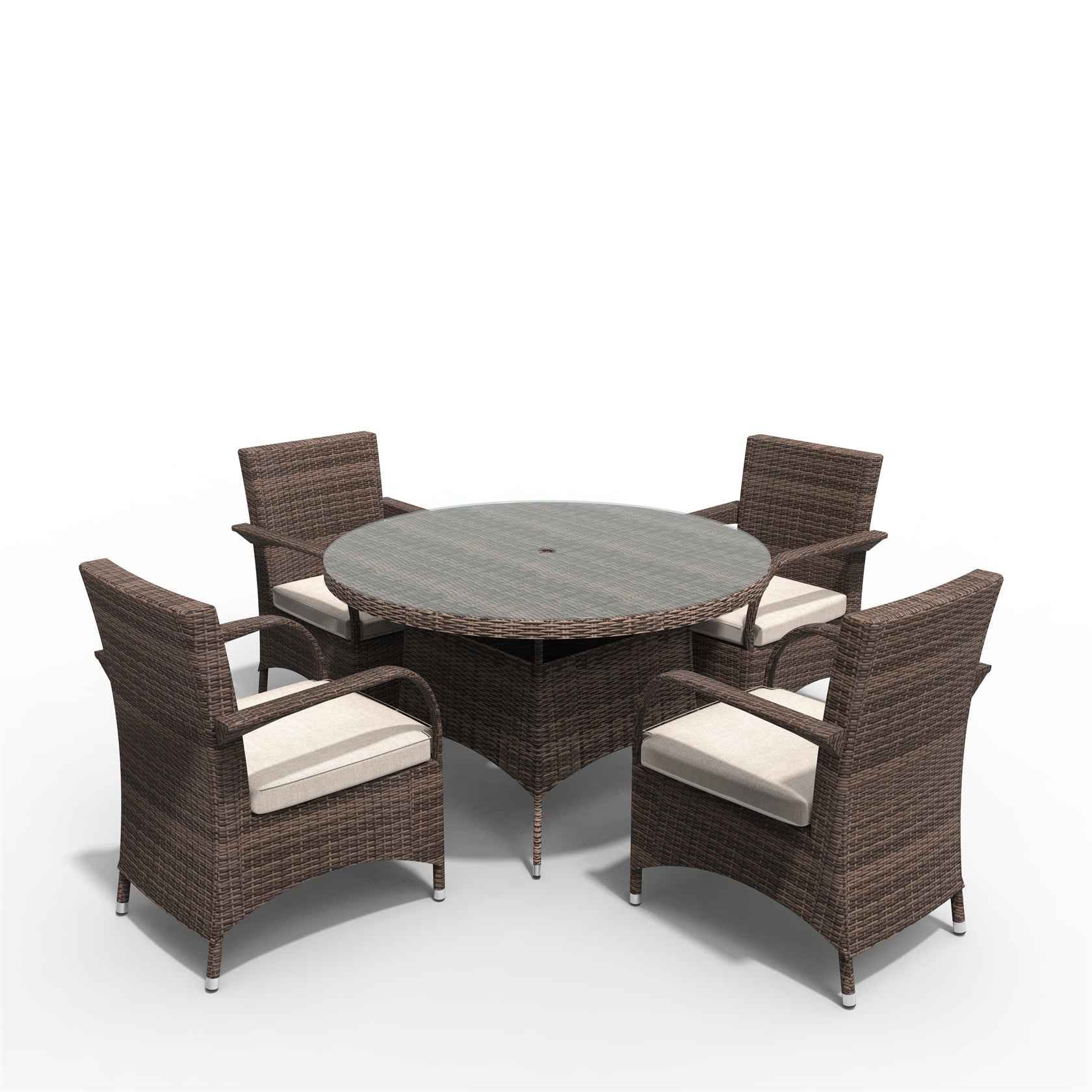 4-Seat Outdoor Dining Set – Hampton Chairs with Round Dining Table (PAD-1709+1122)