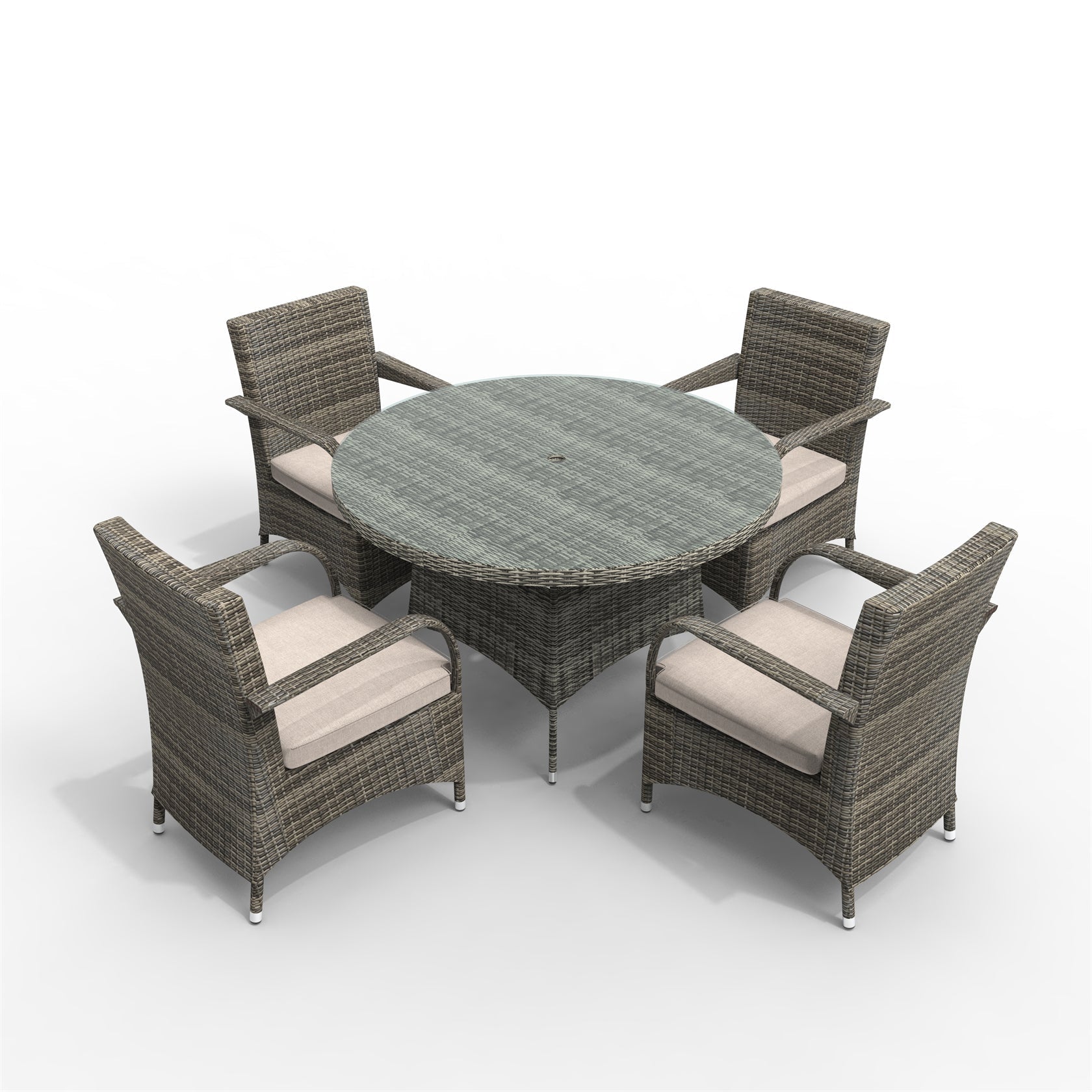 4 - Seater Outdoor Dining Set – Hampton Chairs with Round Dining Table (PAD - 1709+1122) - Direct Wicker