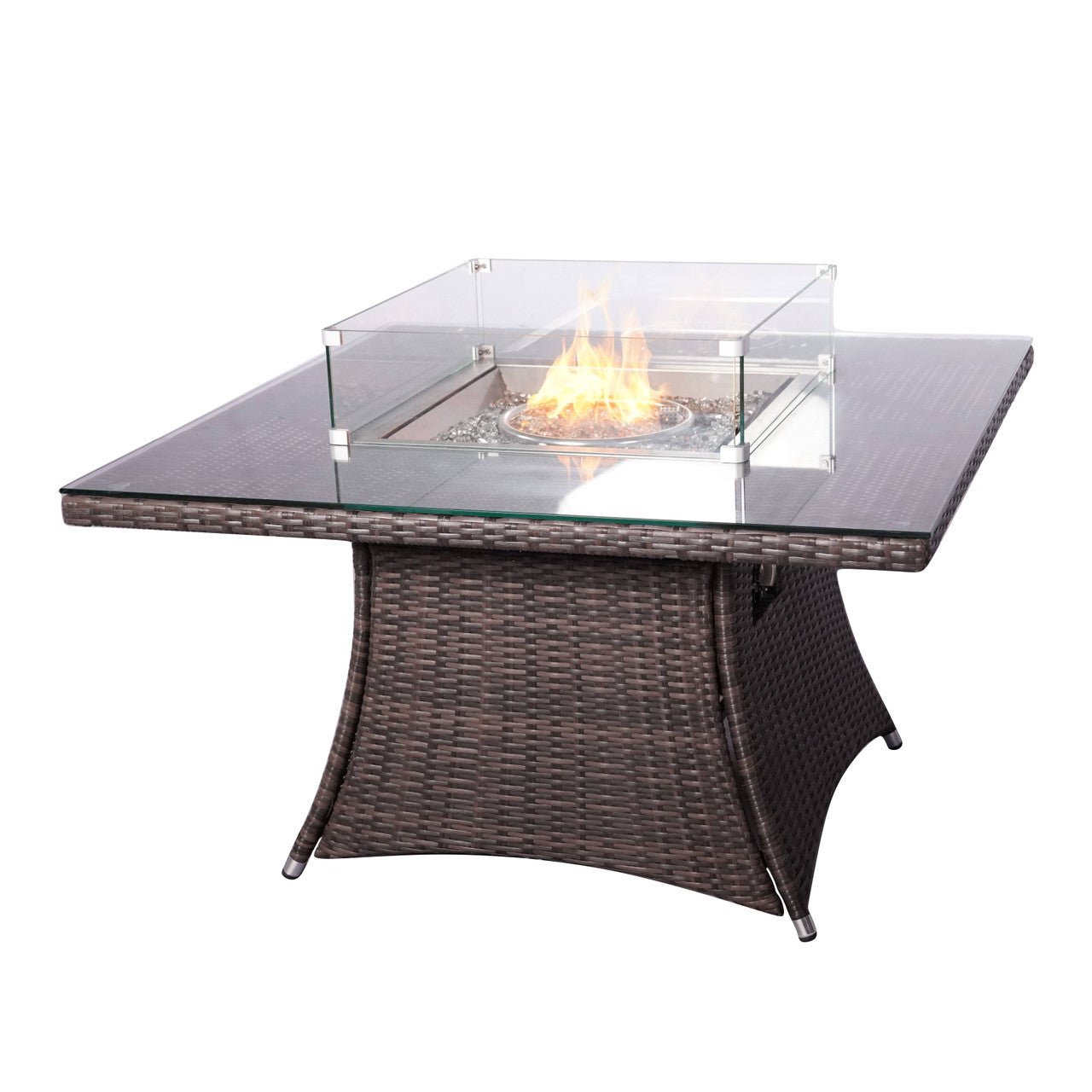 4 - Seater Outdoor Fire Pit Set - Hampton Chairs with Cube Fire Pit Table (PAG - 1104+1122) - Direct Wicker