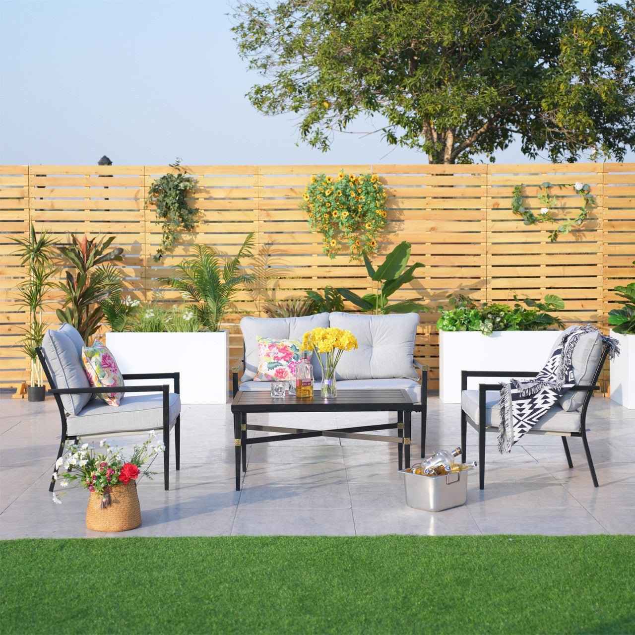 4-Seat Outdoor Sofa Set with Cushions and Coffee Table (PAS-2467-SET)