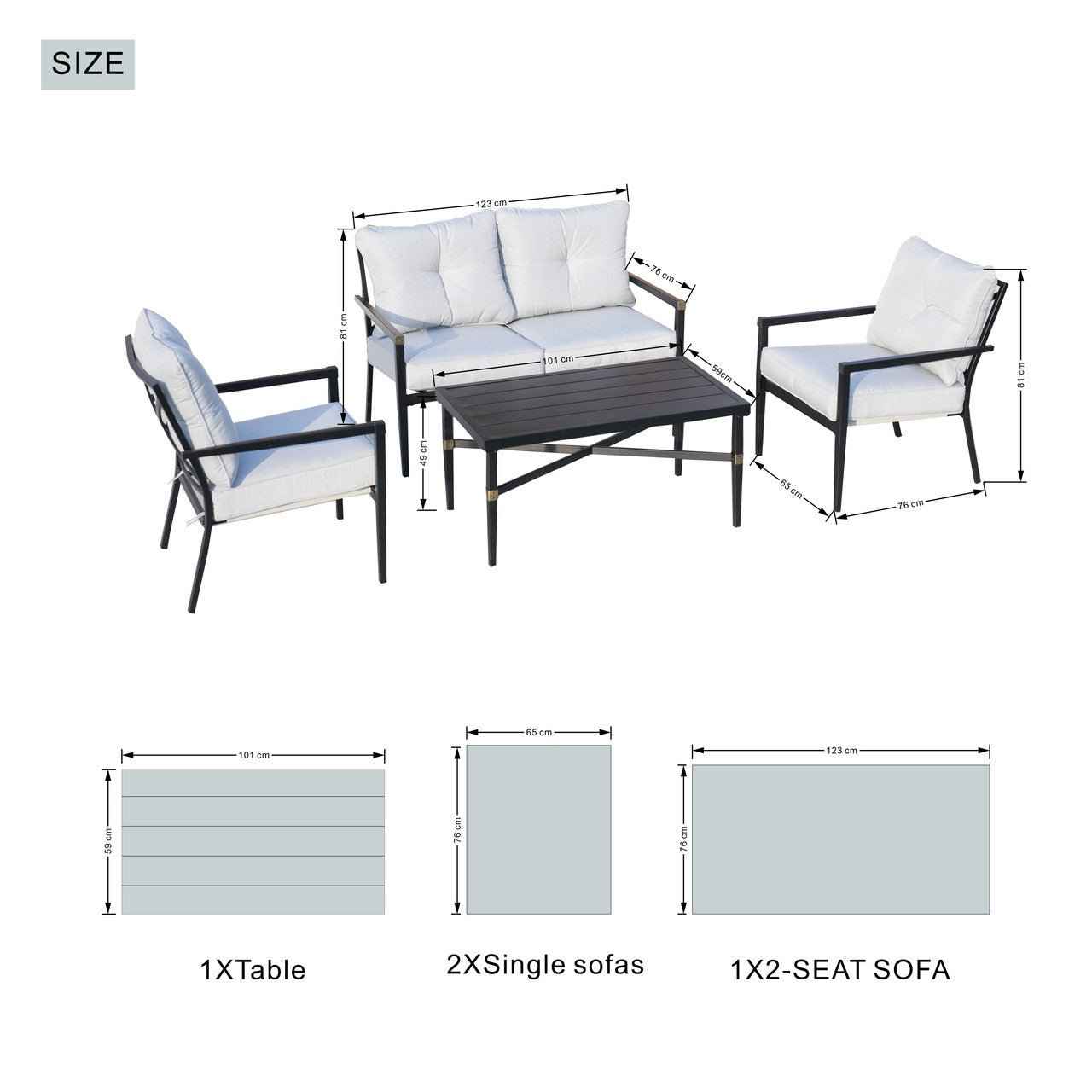 4-Seat Outdoor Sofa Set with Cushions and Coffee Table (PAS-2467-SET)