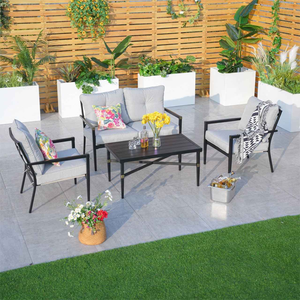 4-Seat Outdoor Sofa Set with Cushions and Coffee Table (PAS-2467-SET)