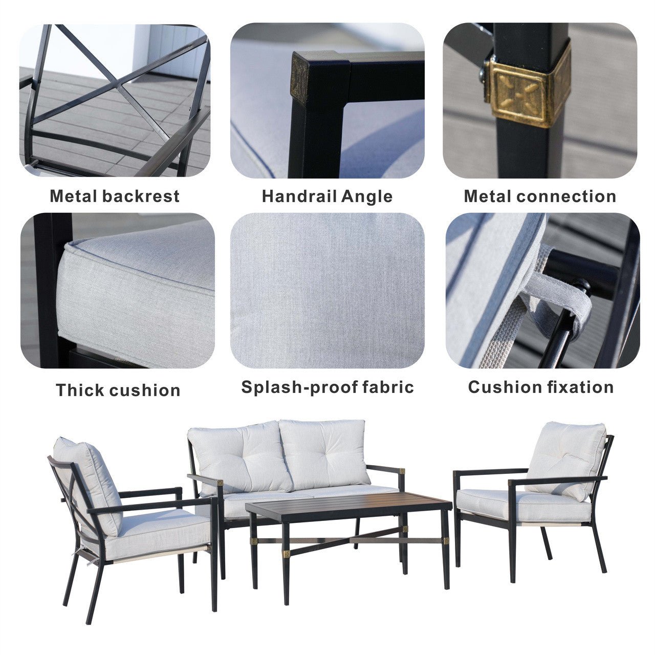 4 - Seater Outdoor Sofa Set with Cushions and Coffee Table (PAS - 2467 - SET) - Direct Wicker
