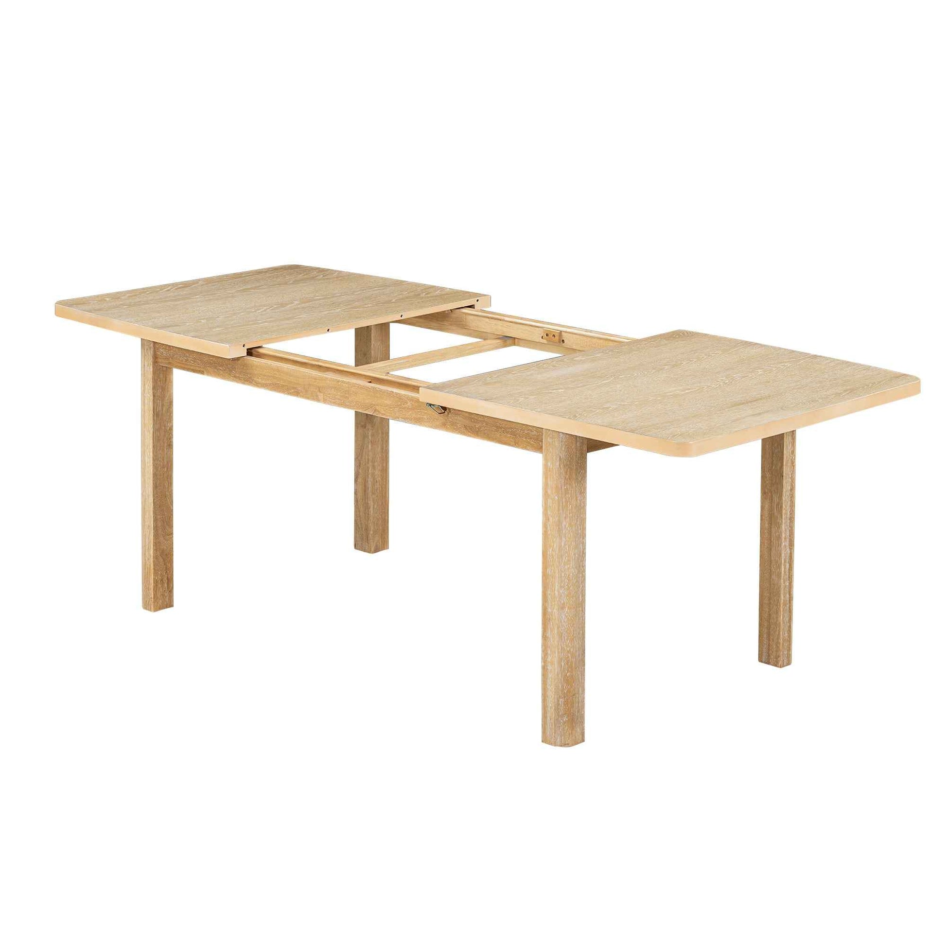 TOPMAX Rustic Extendable Dining Table Set with Removable Leaf, 6 Upholstered Armless Dining Chairs and 2 Padded Arm Chairs, Natural