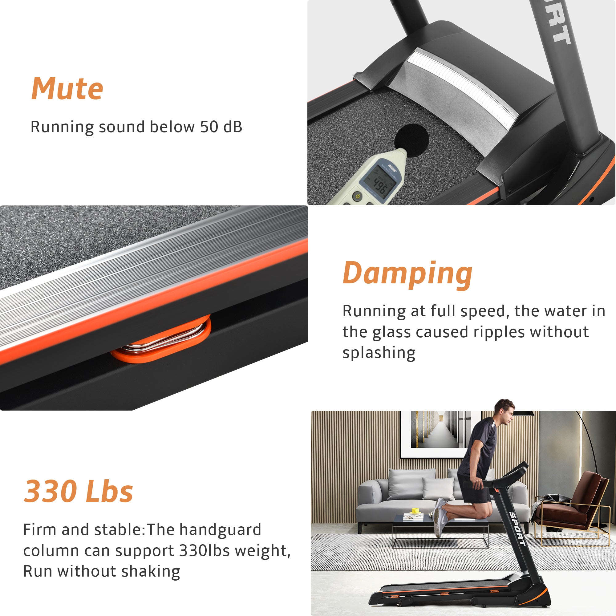 Folding Electric 3.5HP Treadmill With Incline Medium Running Machine Motorised LCD Gym 330lbs Folding Treadmill Electric Motorized Power 14.8KM/H Running Fitness Machine Gym(W54031811 Upgrade )