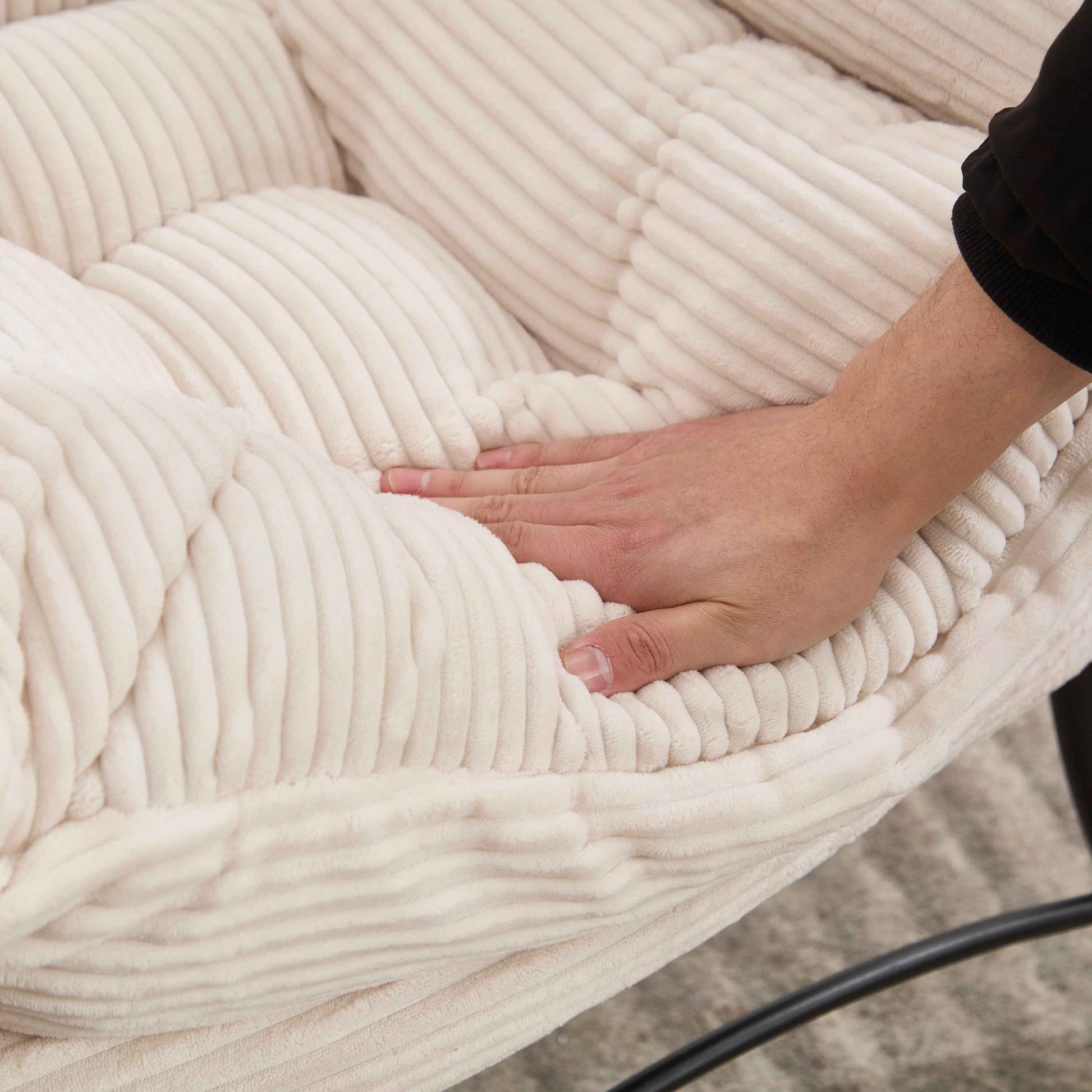 Lazy Chair with Ottoman, Modern Lounge Accent Chair with Armrests and a Side Pocket, Leisure Upholstered Sofa Chair Reading Chair with Footrest for Small Space, Corner Chair-White