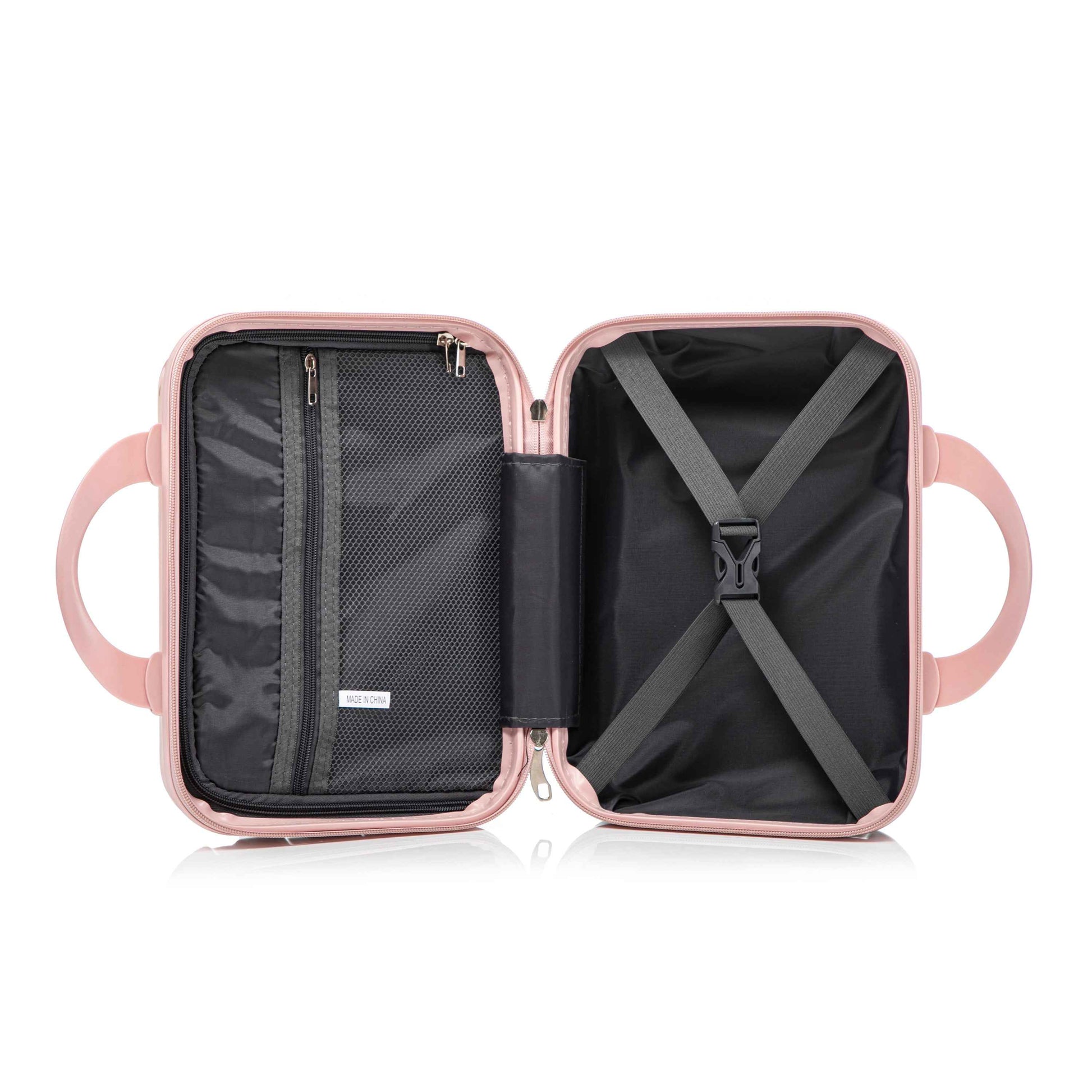 14'/20' 2 pcs/set in PC Spinner Wheel Luggage, Carry on Suitcase, With Gradient Color and Combination Lock(Blue+Pink)