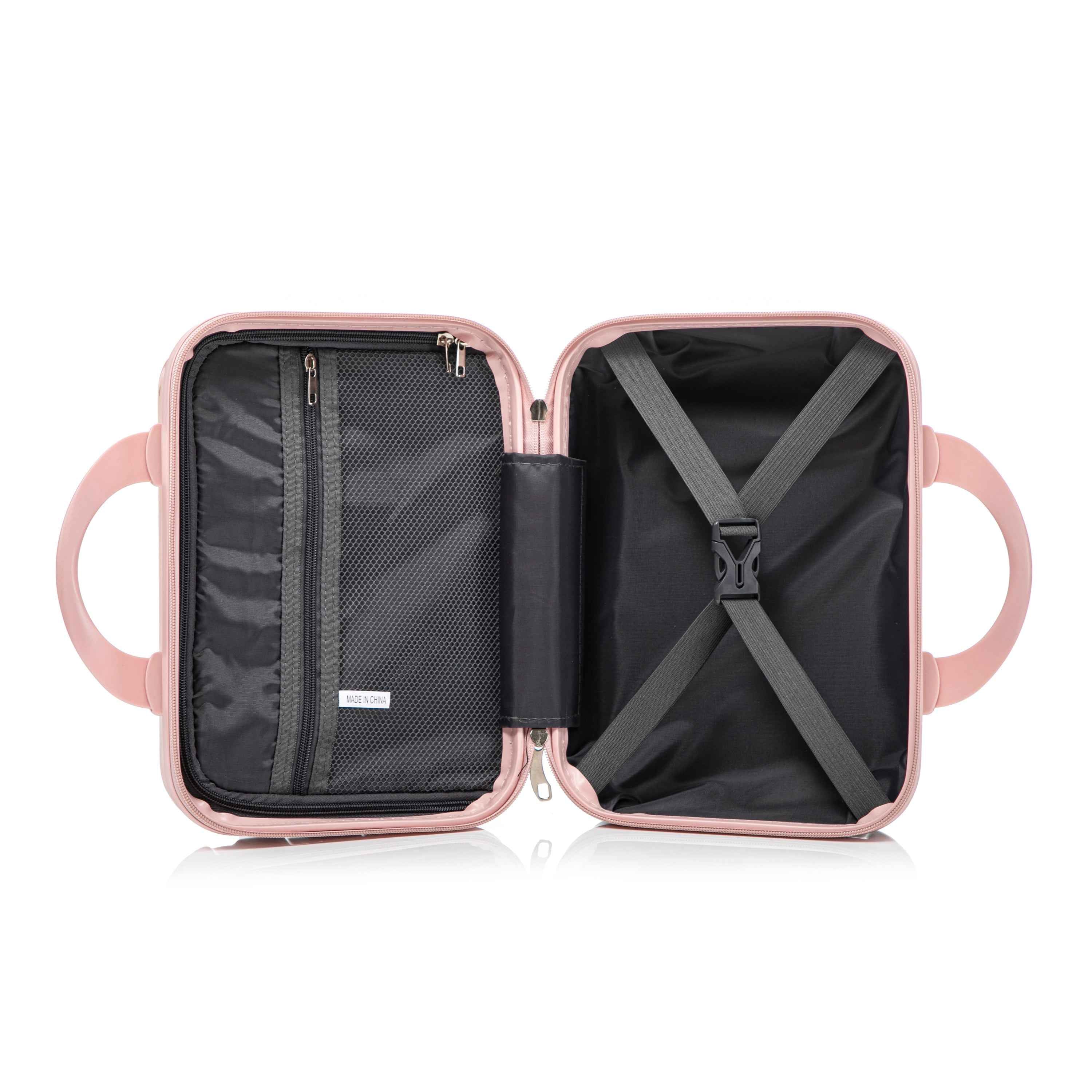 14'/20' 2 pcs/set in PC Spinner Wheel Luggage, Carry on Suitcase, With Gradient Color and Combination Lock(Blue+Pink)