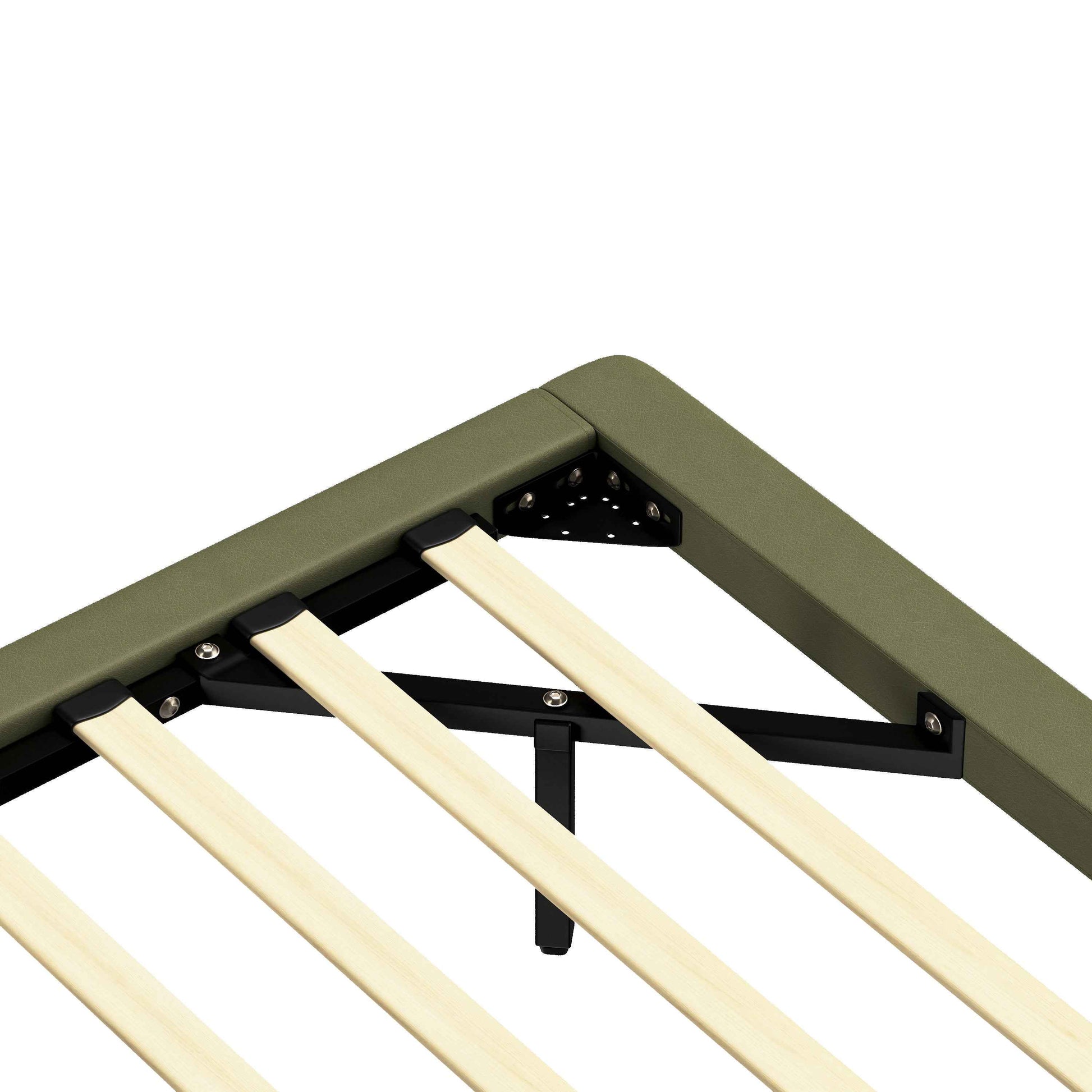 Floating Bed Frame with LED Light, Modern PU Leather Platform Bed, No Boxing Spring Needed, Assemble Easily, Full Size