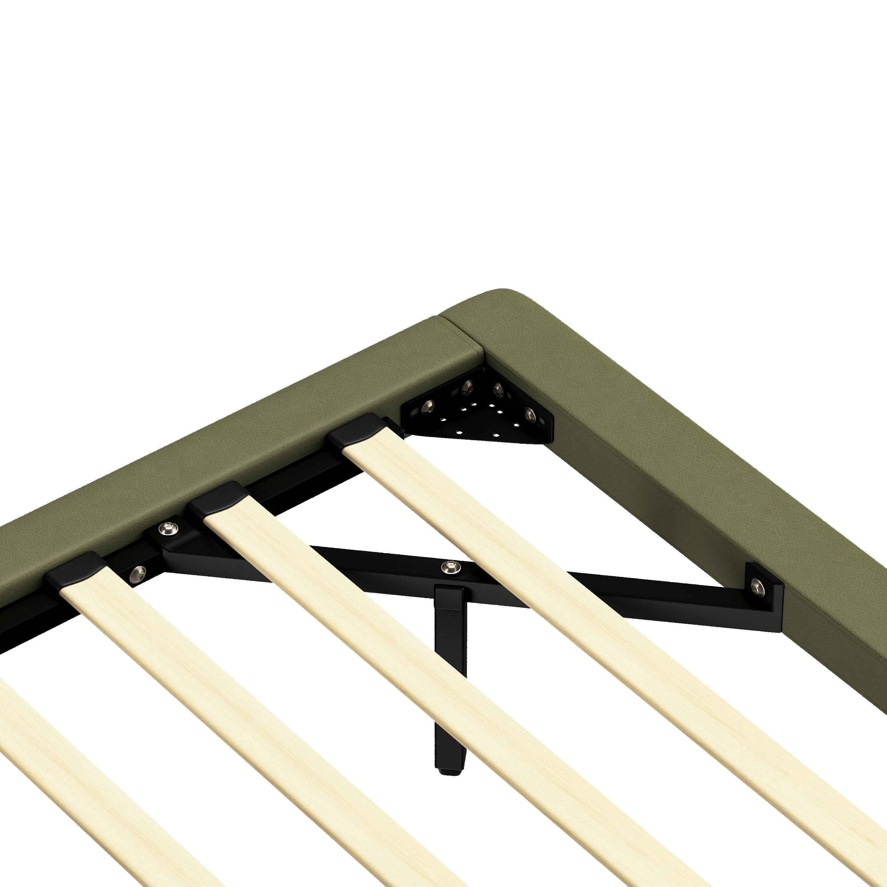 Floating Bed Frame with LED Light, Modern PU Leather Platform Bed, No Boxing Spring Needed, Assemble Easily, Full Size