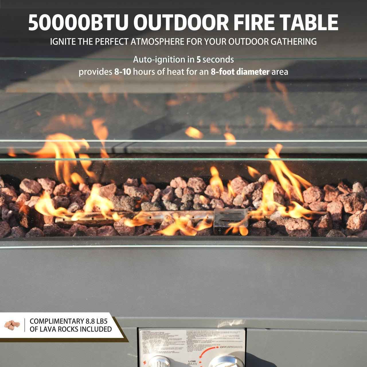 42-inch outdoor fire pit table set (PAG-2513-GR-RR)