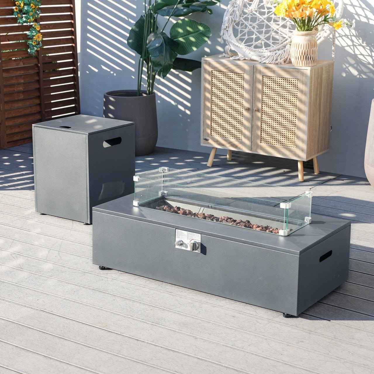 42-inch outdoor fire pit table set (PAG-2513-GR-RR)
