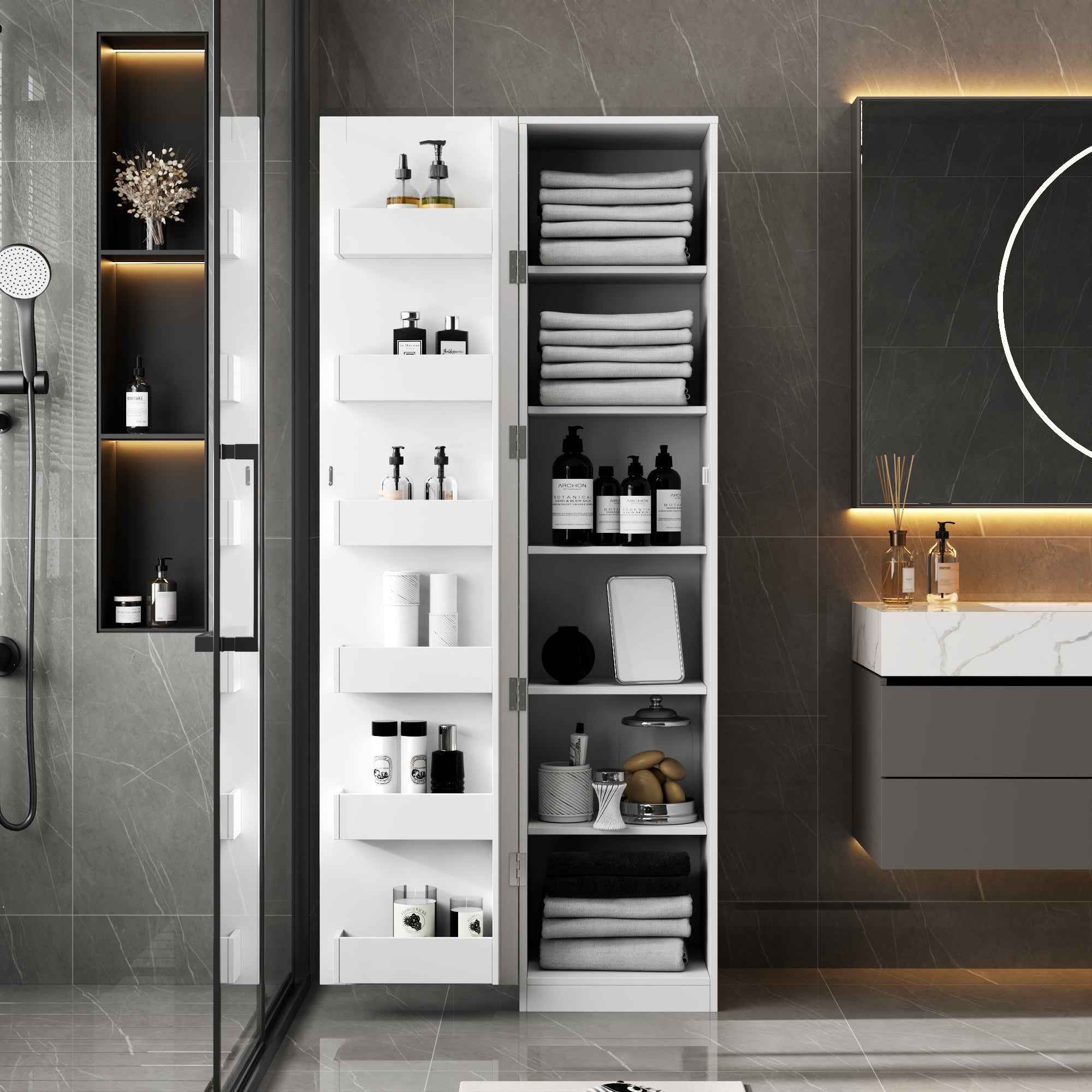 Kitchen Pantry Cabinet, White Freestanding Buffet Cupboards Sideboard with Doors & Shelves, Kitchen Pantry Storage Cabinet for Kitchen, Living Room and Dinning Room