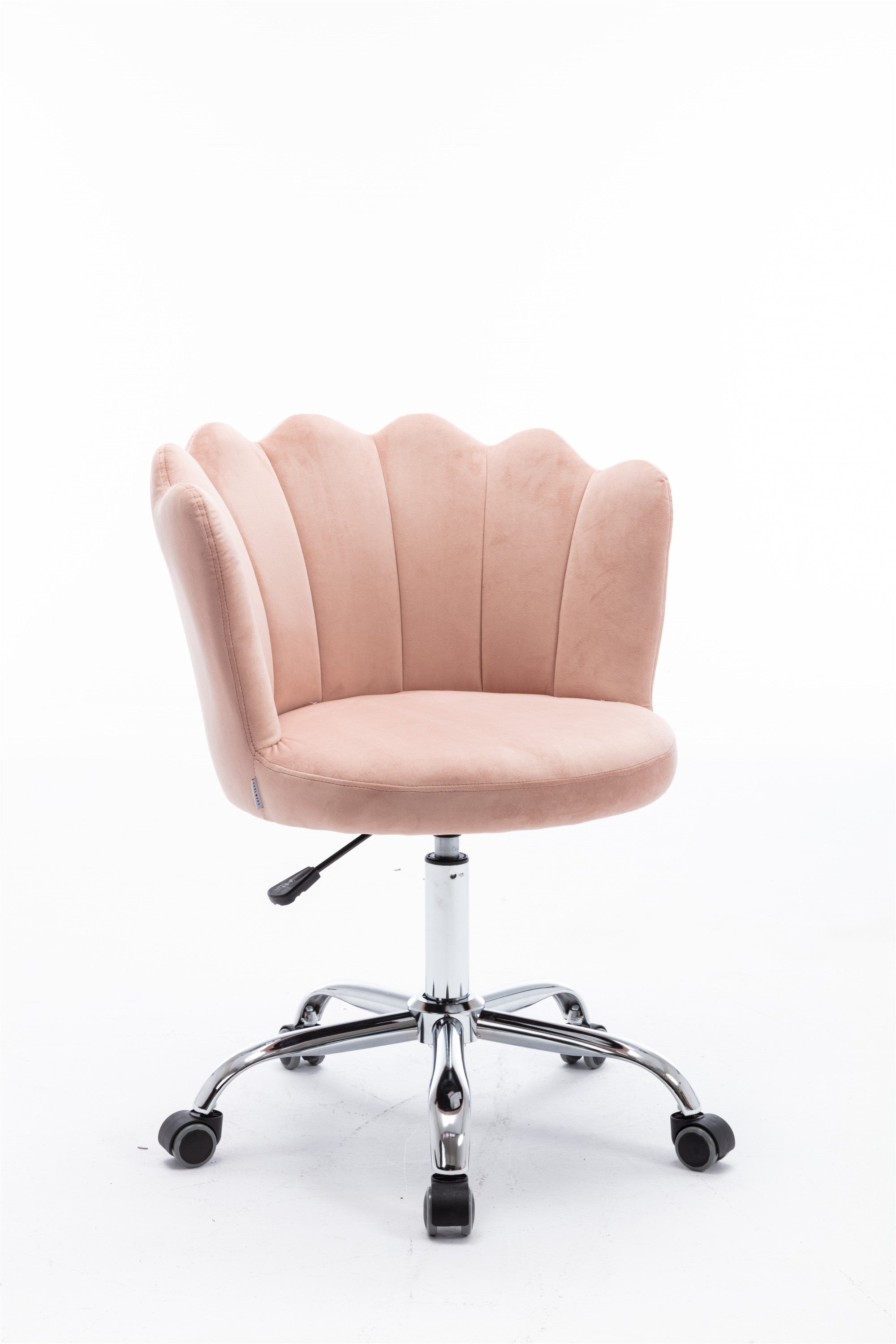 COOLMORE Velvet Home Office Chair with silver Base, Modern Cute Shell Back Upholstered Desk Chair for Vanity, Adjustable Swivel Task Chair for Office (Pink Velvet)