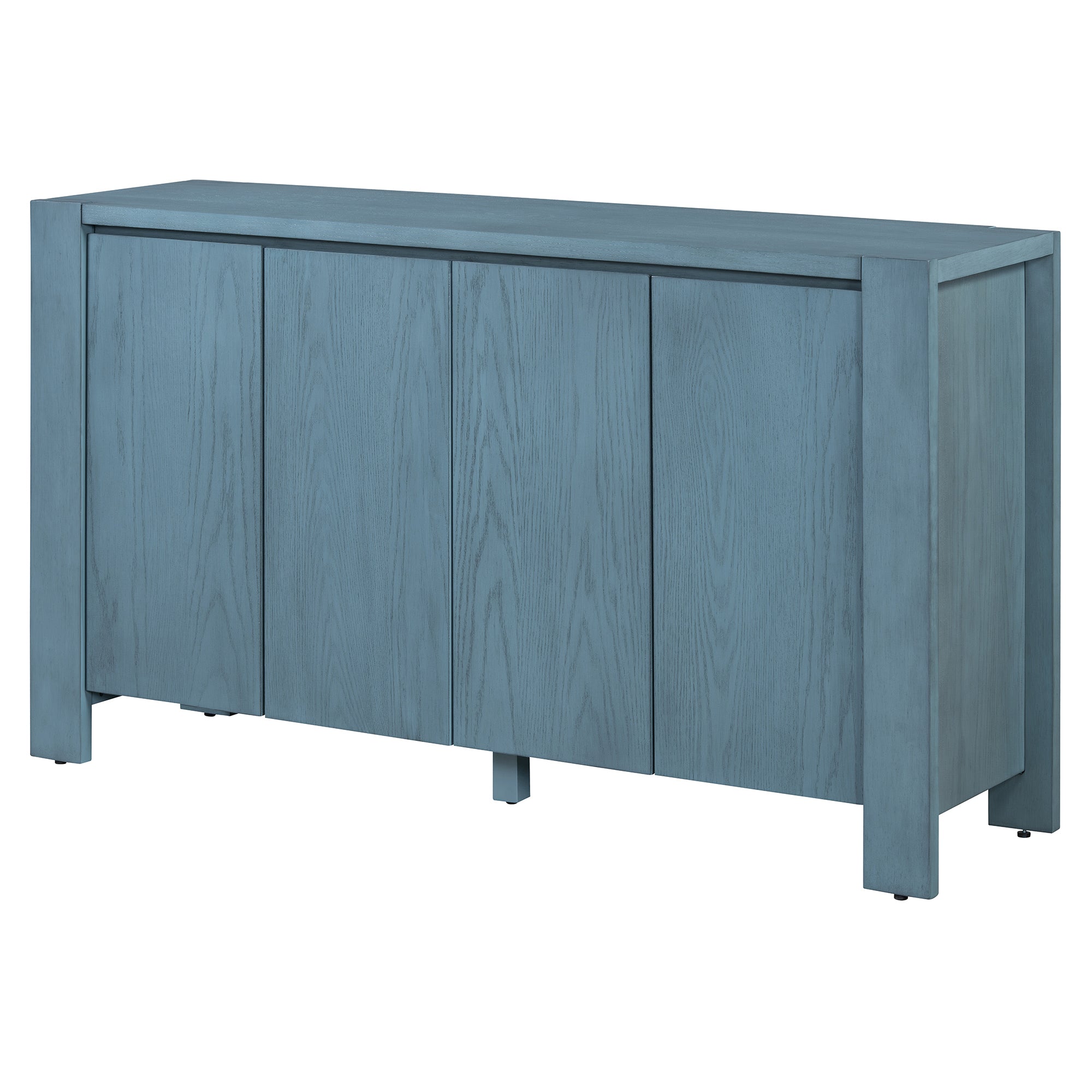 TREXM Retro 4-door Sideboard with Distressed Finish and Adjustable Shelves for Dining Room, Kitchen, and Living Room (Navy)