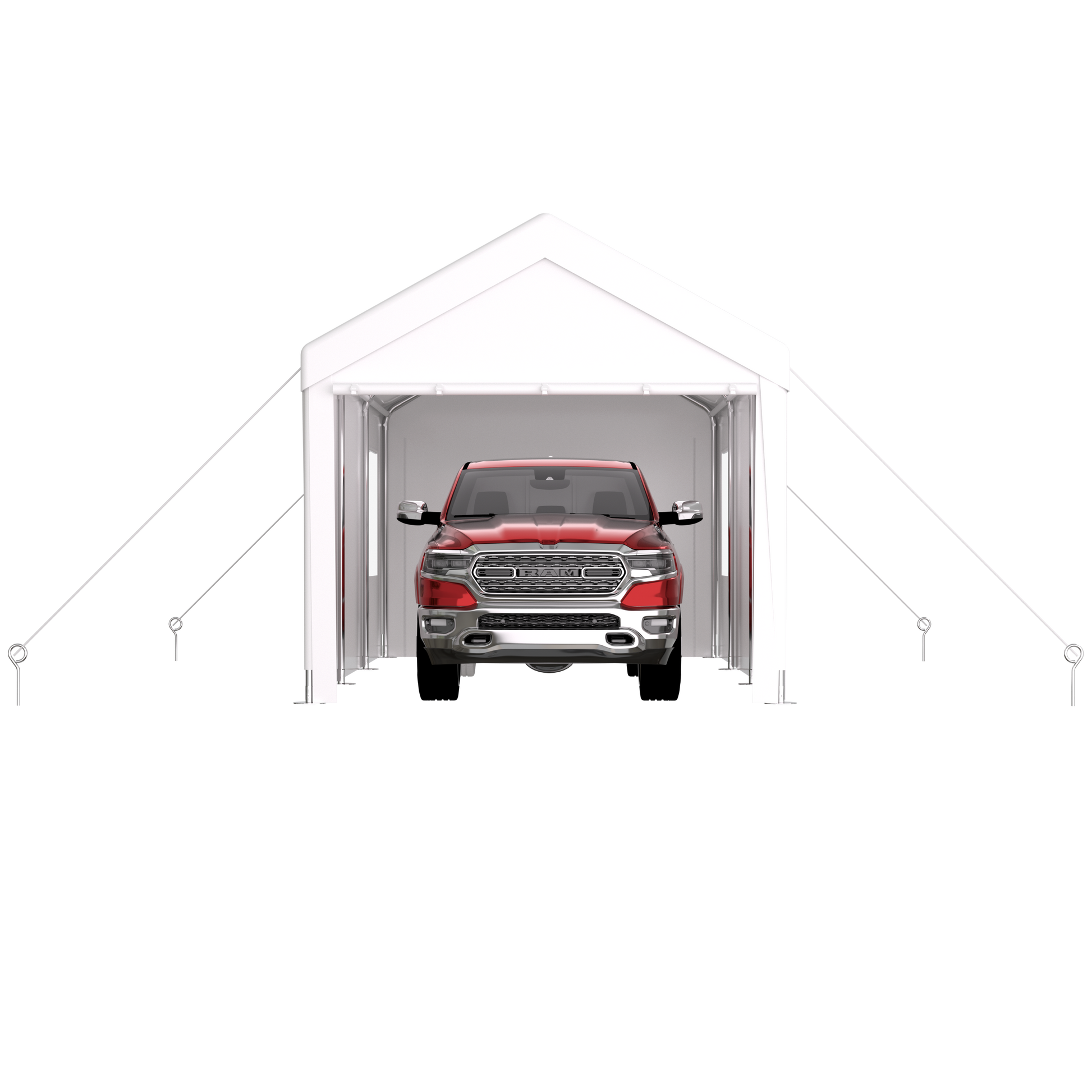 Carport 12' x 20' Portable Garage, Heavy Duty Car Port Canopy with 2 Roll-up Doors & 4 Ventilated Windows for Car, Truck, Boat, Garden Tools,white