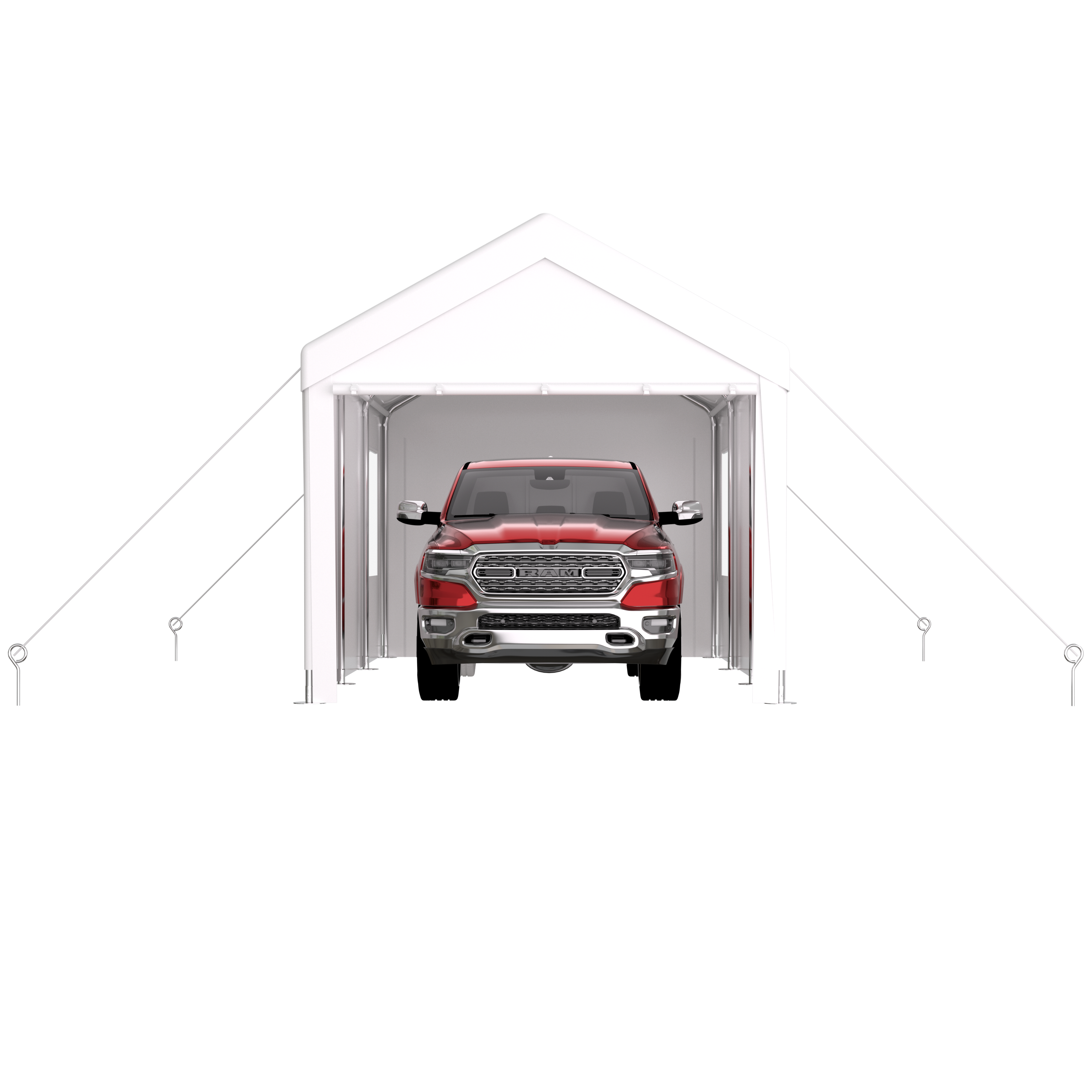 Carport 12' x 20' Portable Garage, Heavy Duty Car Port Canopy with 2 Roll-up Doors & 4 Ventilated Windows for Car, Truck, Boat, Garden Tools,white