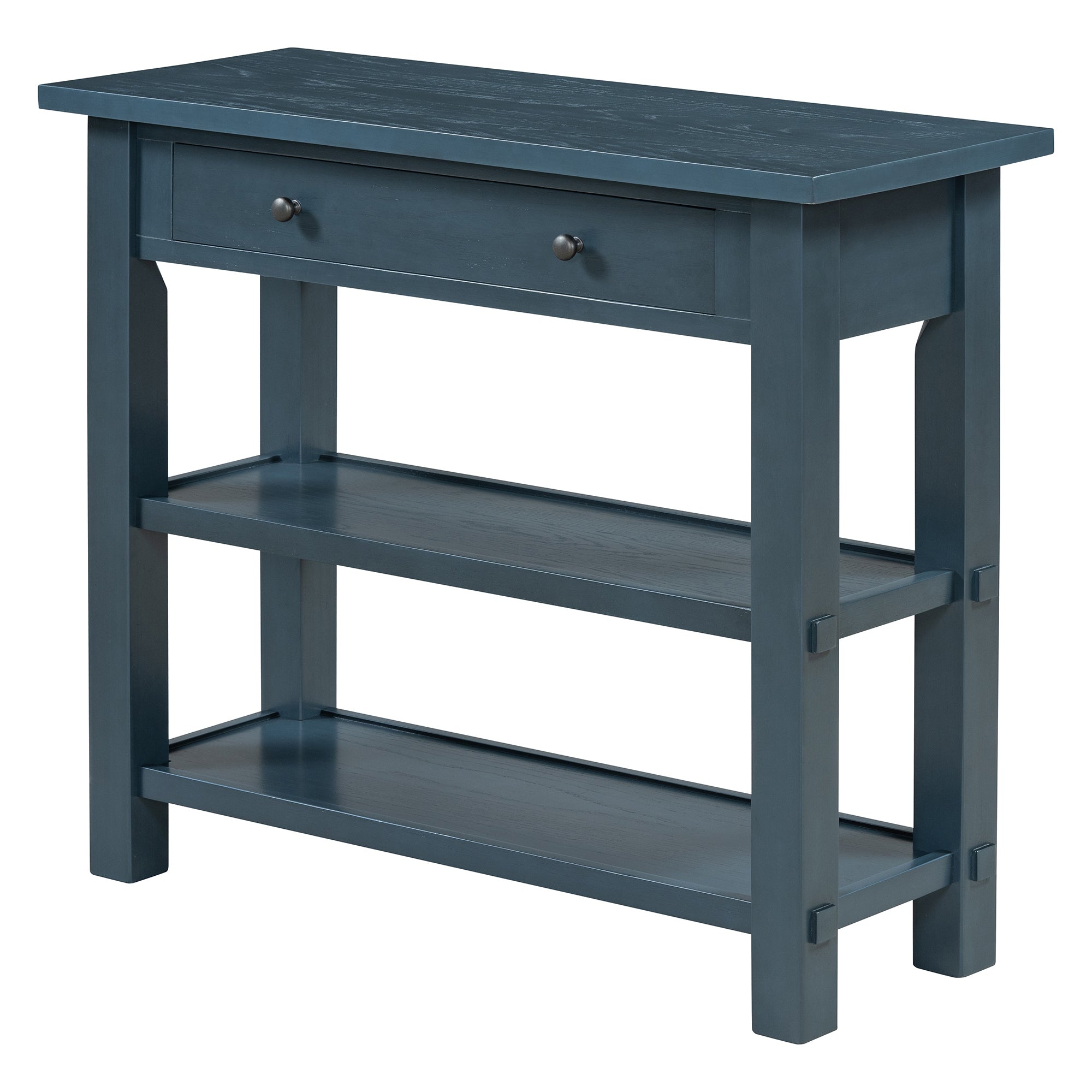 TREXM Retro Console Table with Drawer and Two Sturdy Shelves for Entryway, Living Room (Navy)