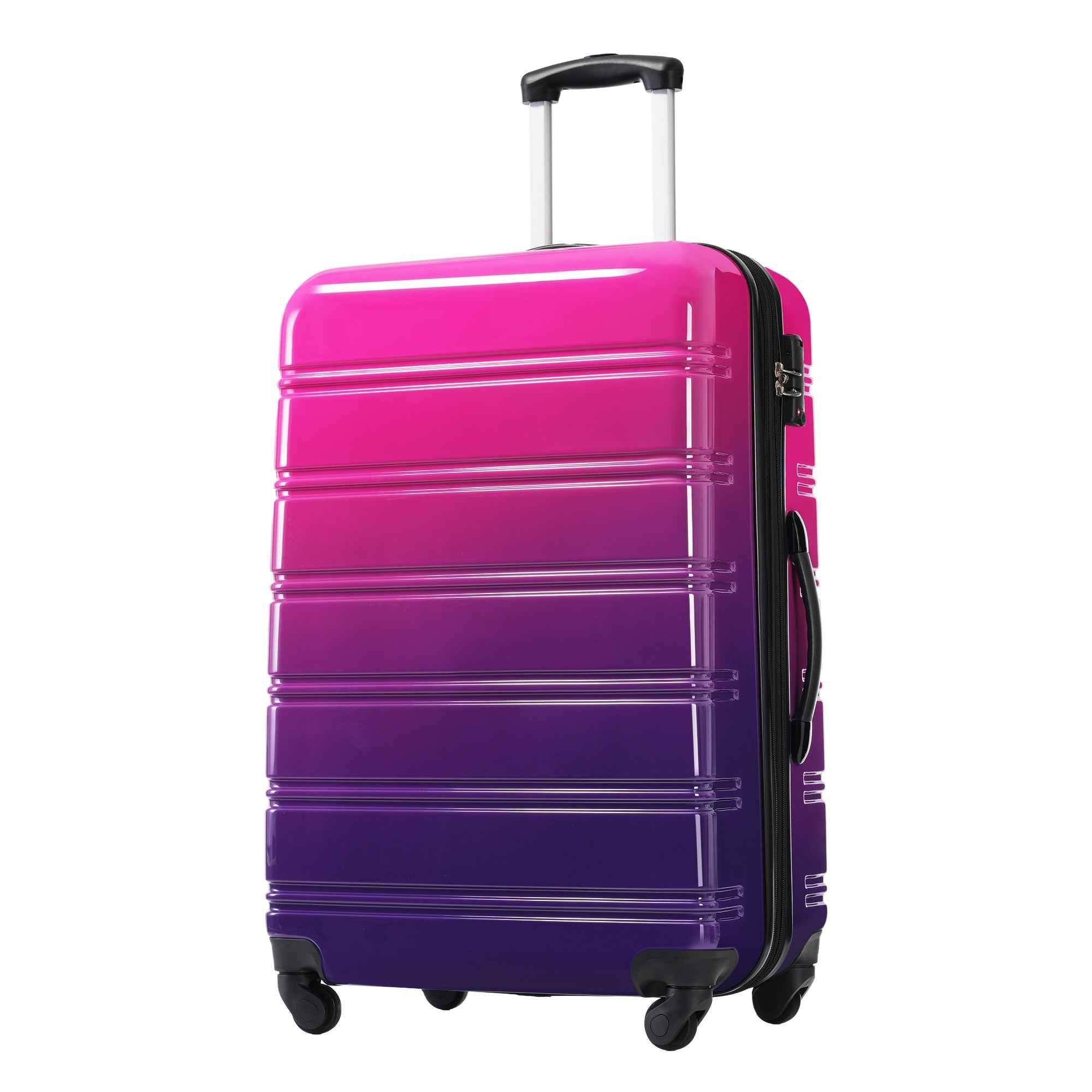 Gradient Color Expandable Hardshell Luggage Set with Spinner Wheels and TSA Lock, 20' 24' 28' Available, Purple and Pink