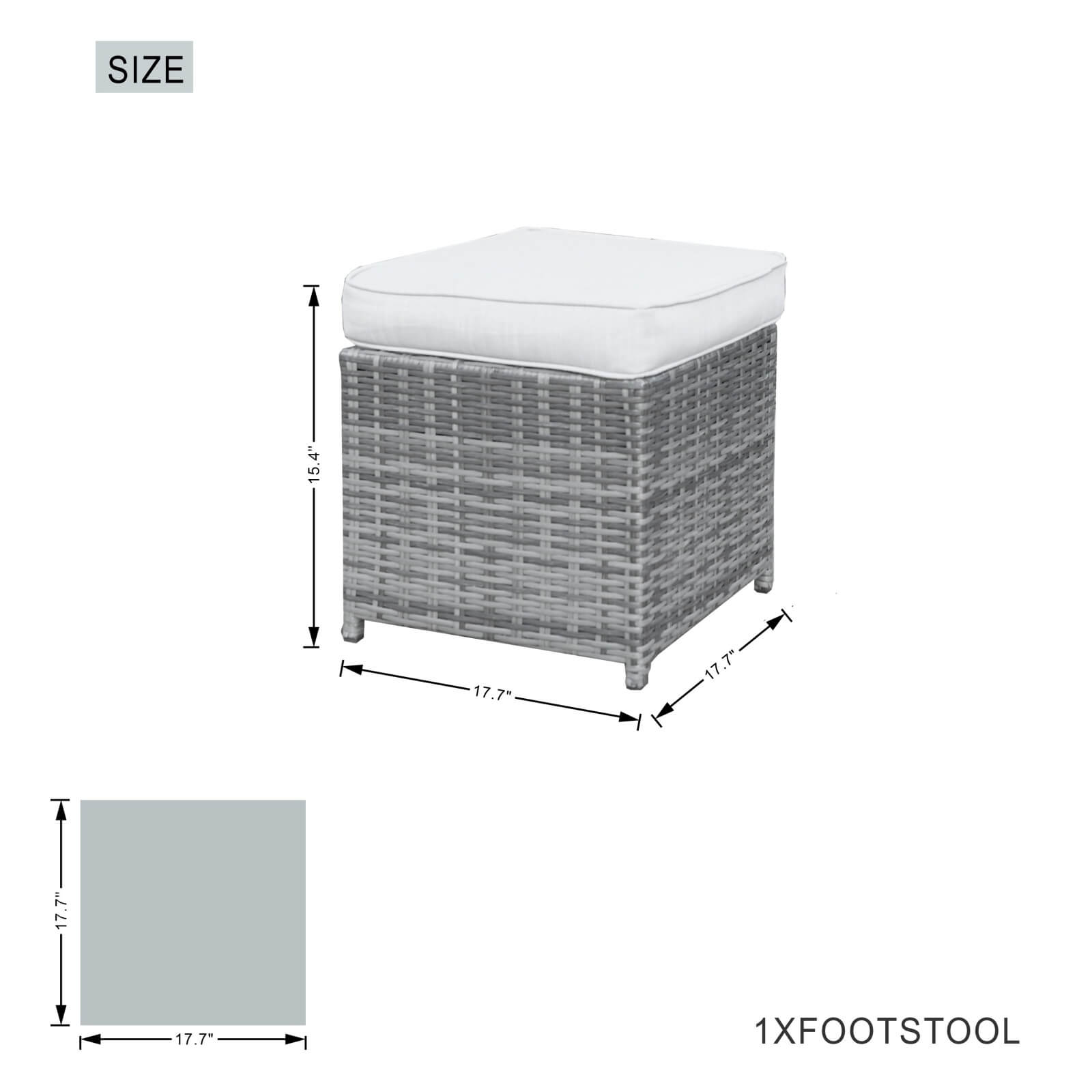 8-Seat Outdoor Dining Set with Cube Table and Ottomans (PAD-3233B) - Abrihome