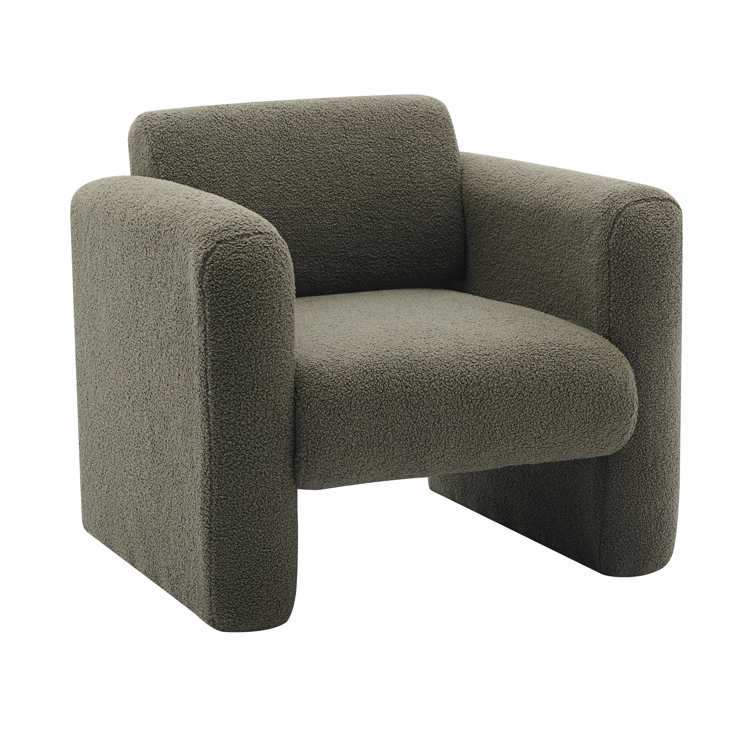 Modern Accent Chair Lambskin Sherpa Fabric Upholstered Comfy Reading Arm Chair Seaweed Green - Abrihome