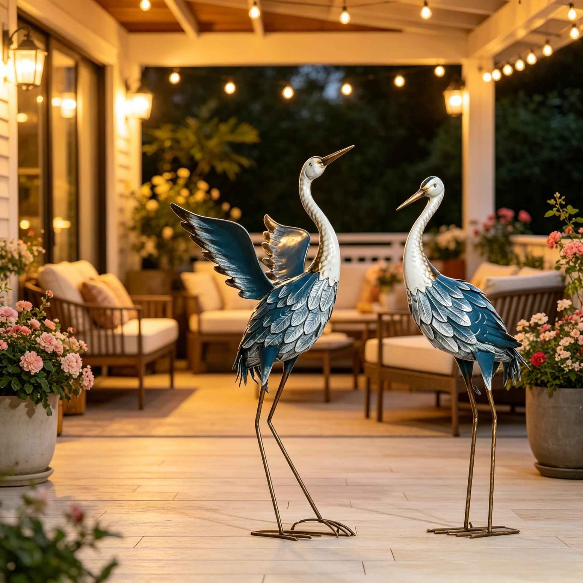 Heron Backyard Statue,Garden Sculpture,Graceful Outdoor Decoration