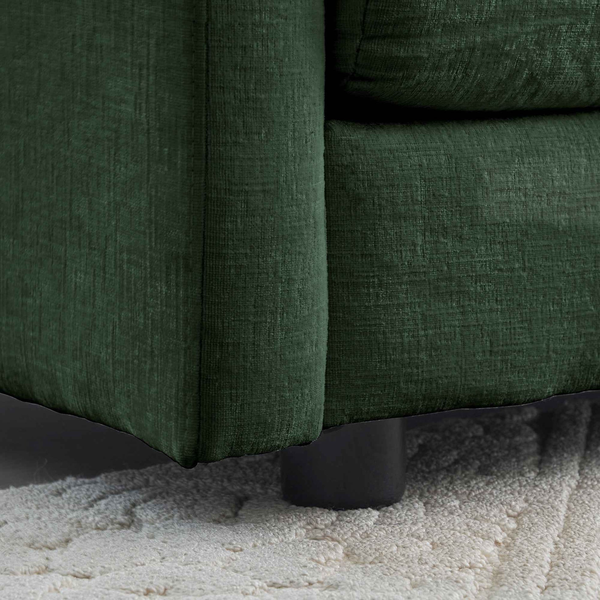 Chenille Two-Seater Sofa with 1 Footrest, 2 Seater L-Shaped Sectional with Ottoman,Loveseat with Ottoman for Small Living Space, Green Chenille