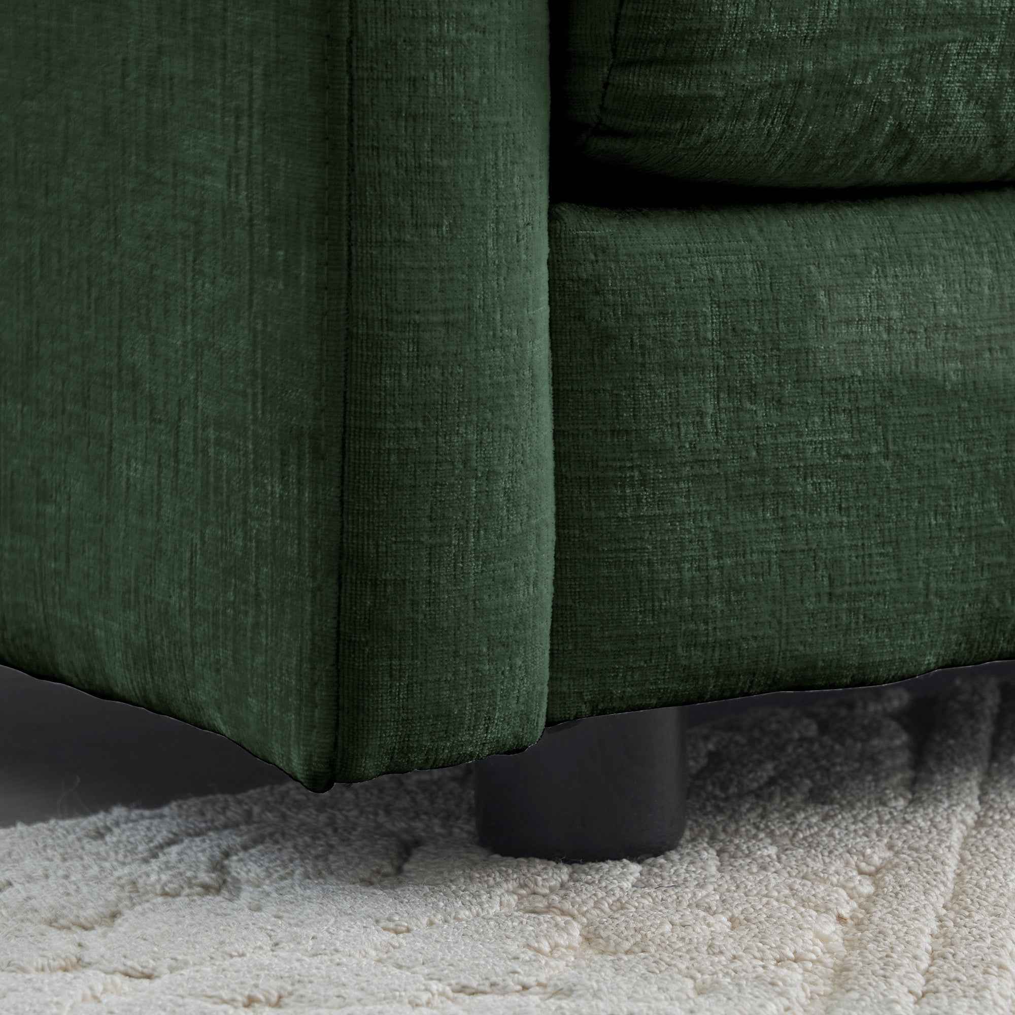 Chenille Two-Seater Sofa with 1 Footrest, 2 Seater L-Shaped Sectional with Ottoman,Loveseat with Ottoman for Small Living Space, Green Chenille