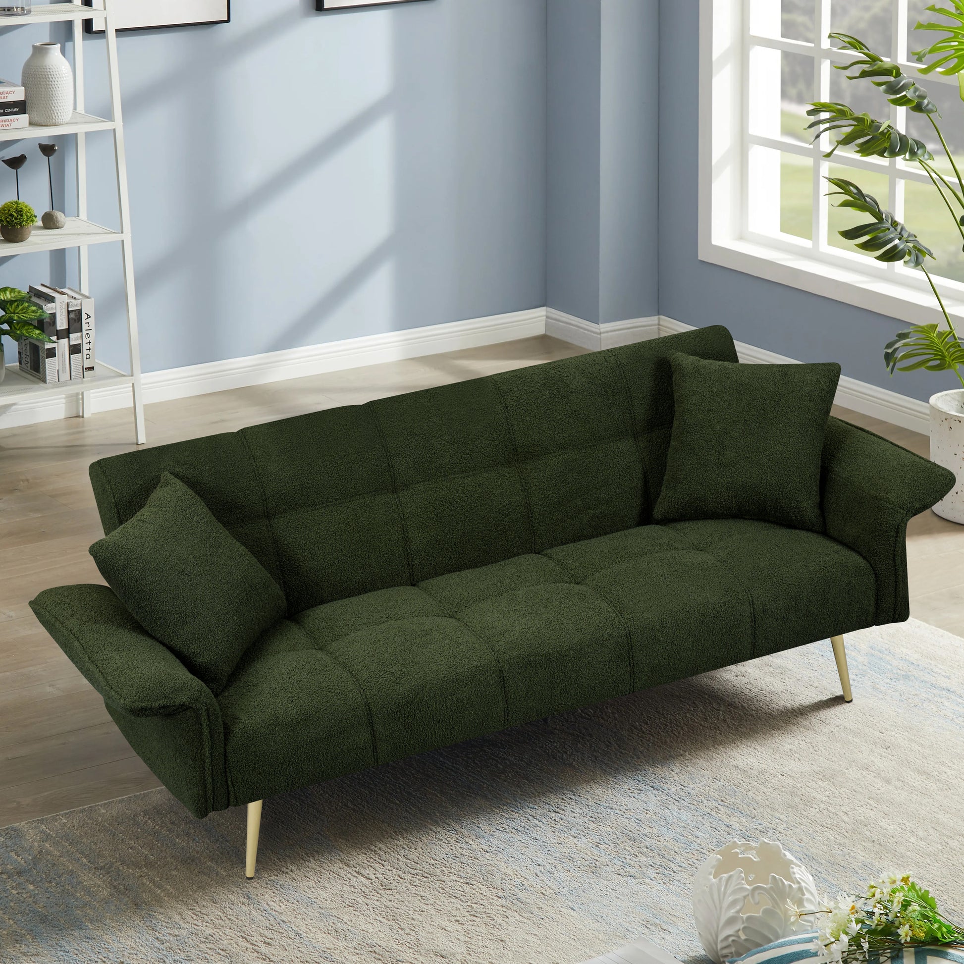 70.1 'futon sofa bed, convertible double sofa bed with folding armrests for living rooms and small Spaces - Abrihome