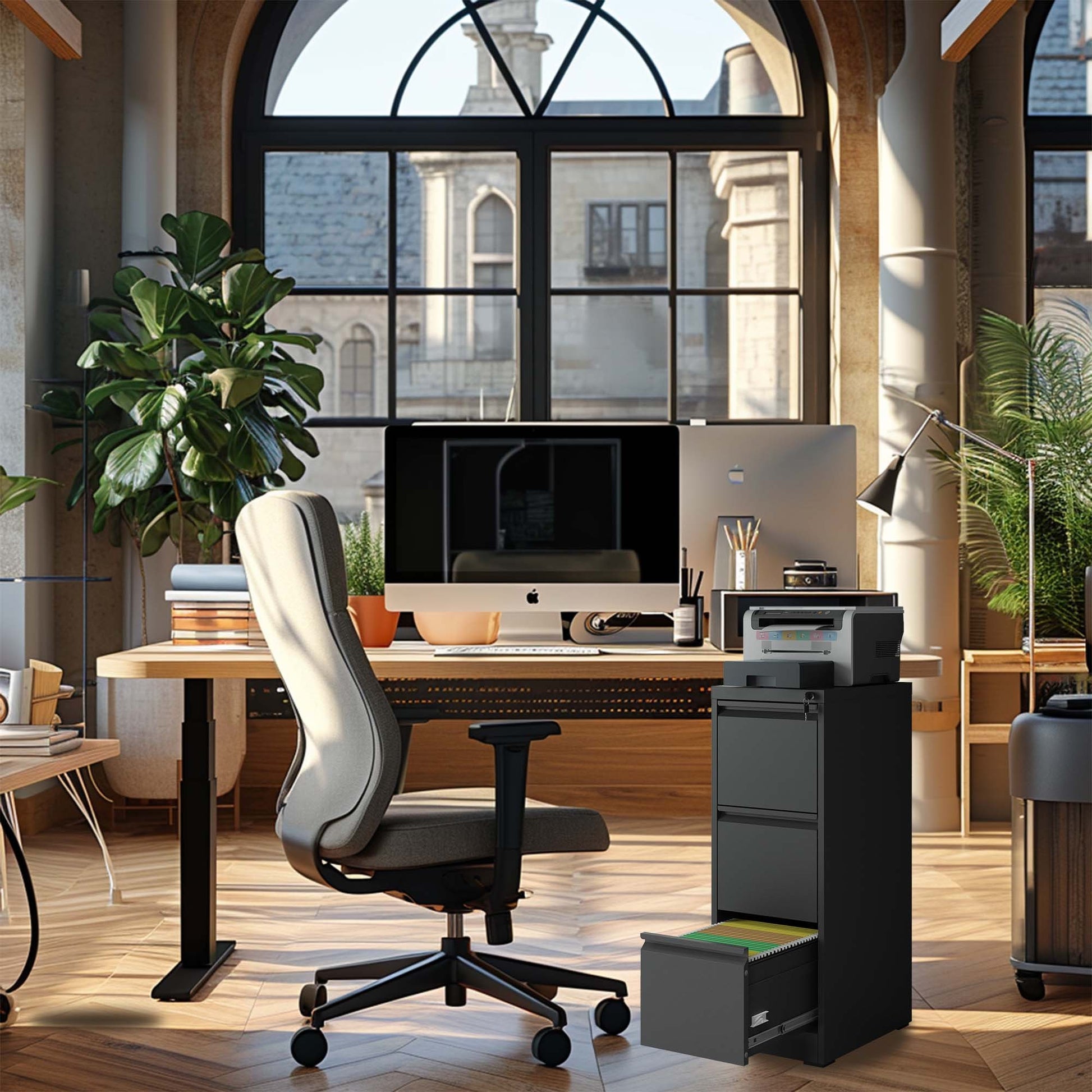 3 Drawer Metal Vertical File Cabinet with Lock Office Home Steel Vertical File Cabinet for A4 Legal/Letter Size - Abrihome