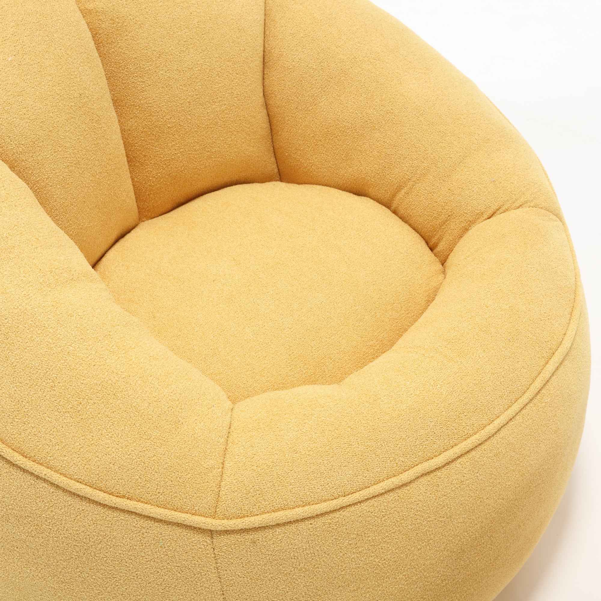 Bedding Bean Bag Sofa Chair with High-Pressure Foam and Footrest, Yellow Microfiber