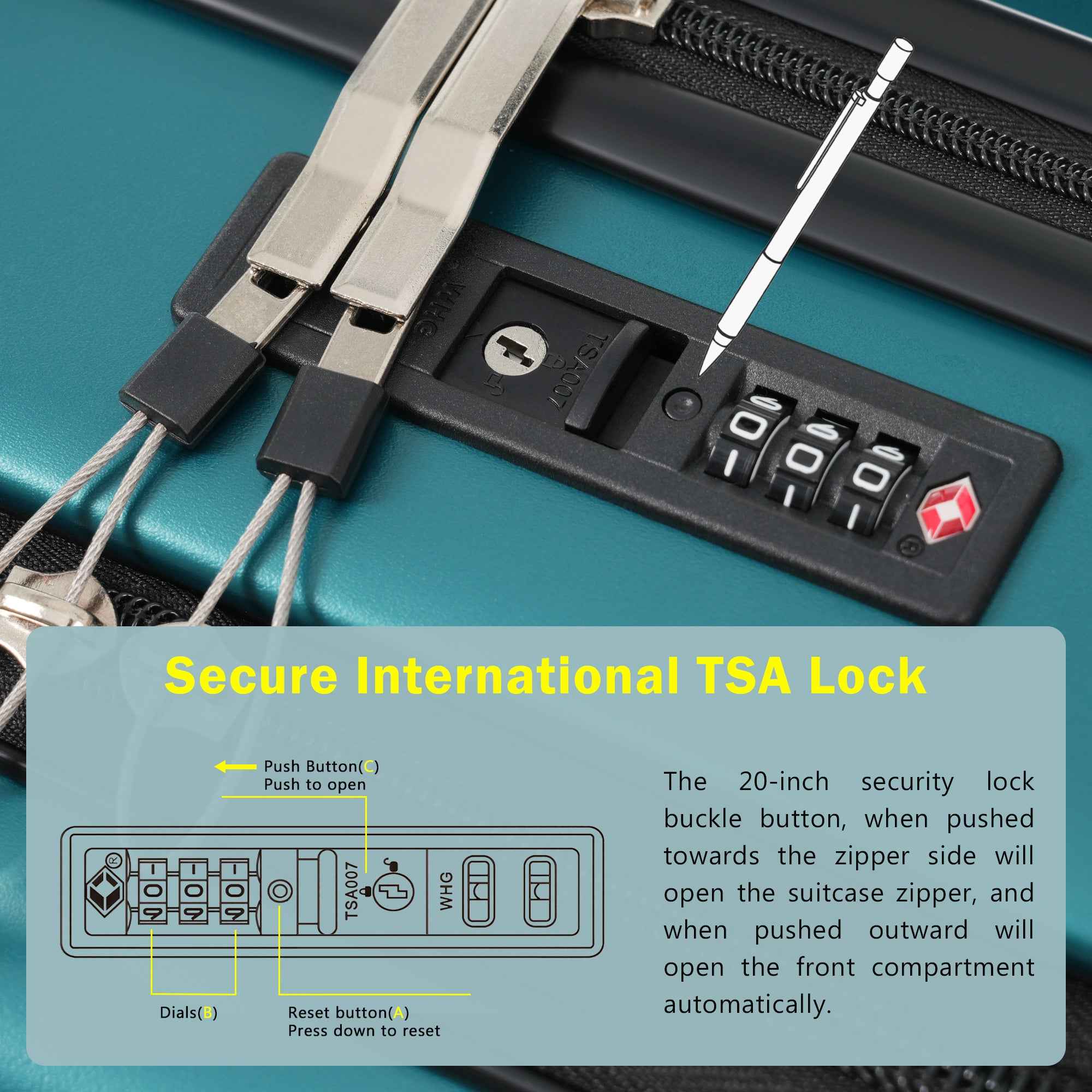 Front Opening Luggage Set 3 Piece, Hardside Carry on Suitcase with USB Port, Expandable Luggage with Handle Bag Spinner Wheels TSA Lock