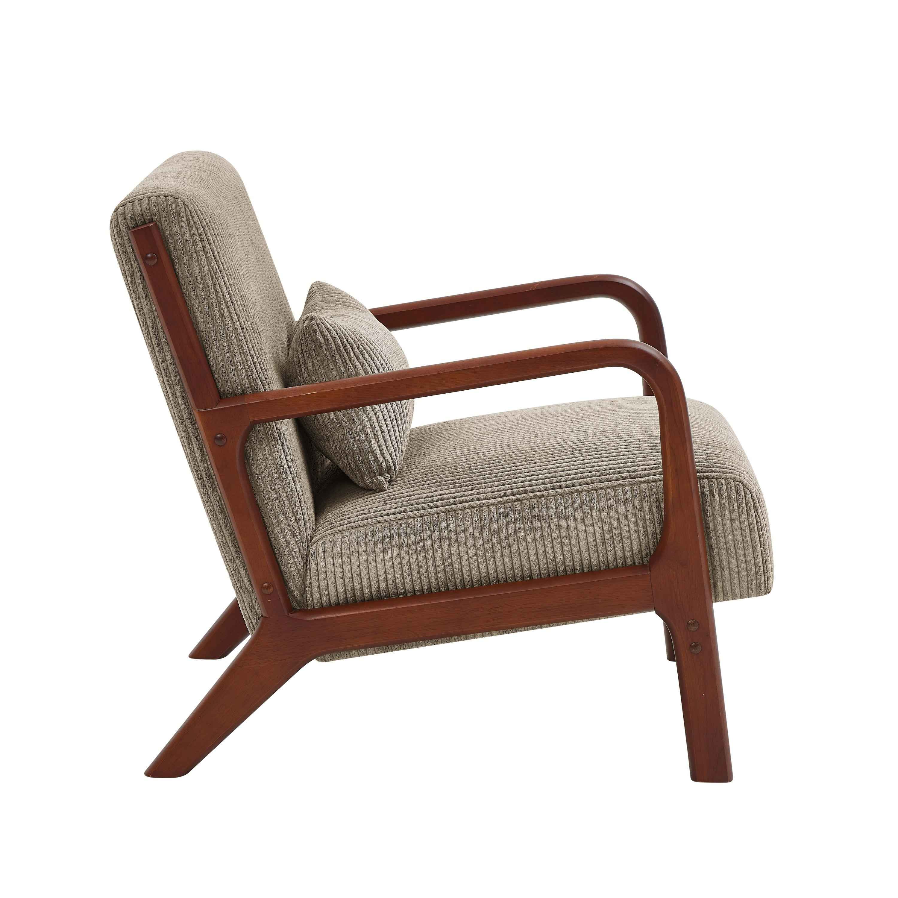 Corduroy Upholstered Wooden Armchair