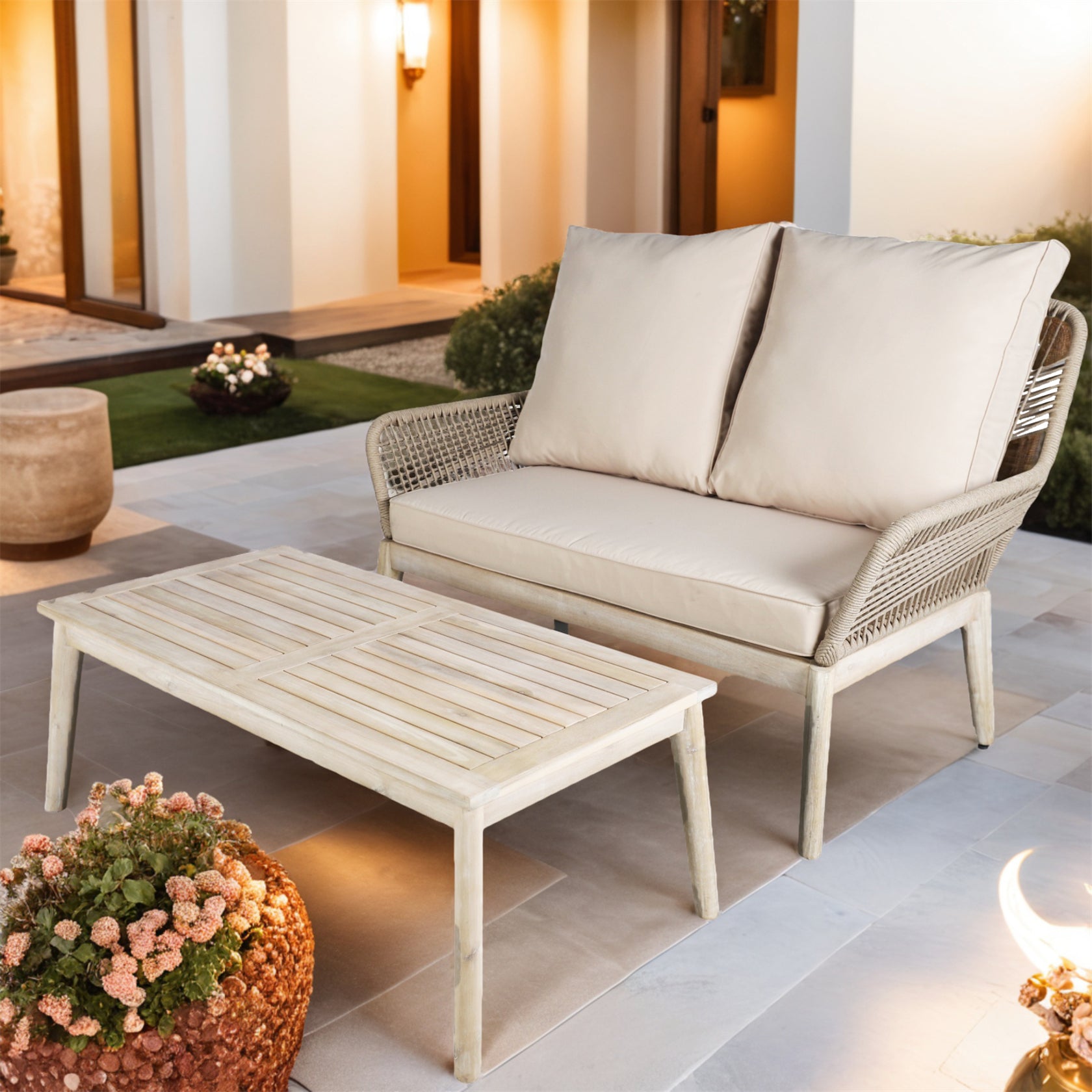 Outdoor Acacia Wood Seating Set (PAC-2522) - Abrihome