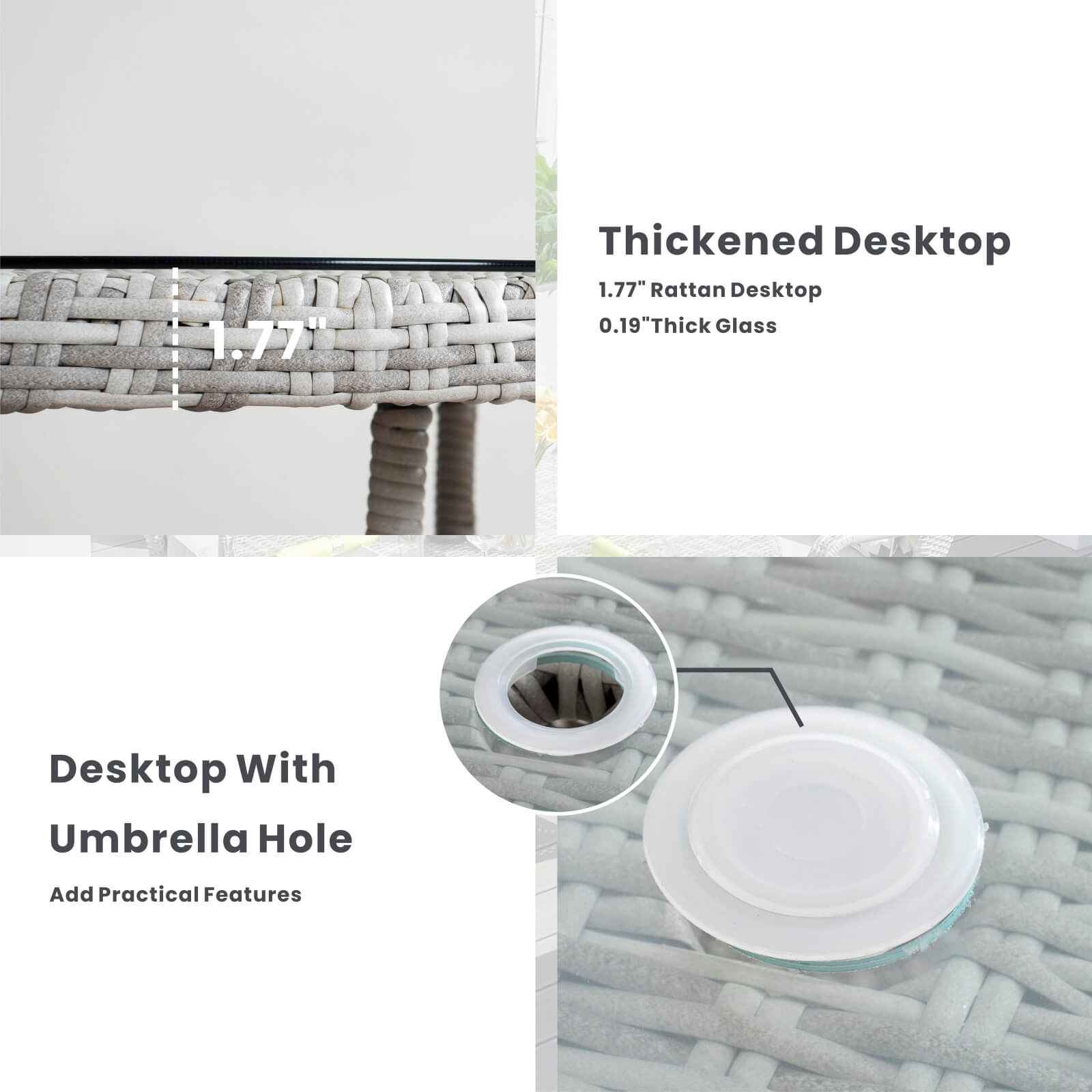 6-Seat Garden Dining Set – Round Table with Tempered Glass Turntable(PAD-1711)