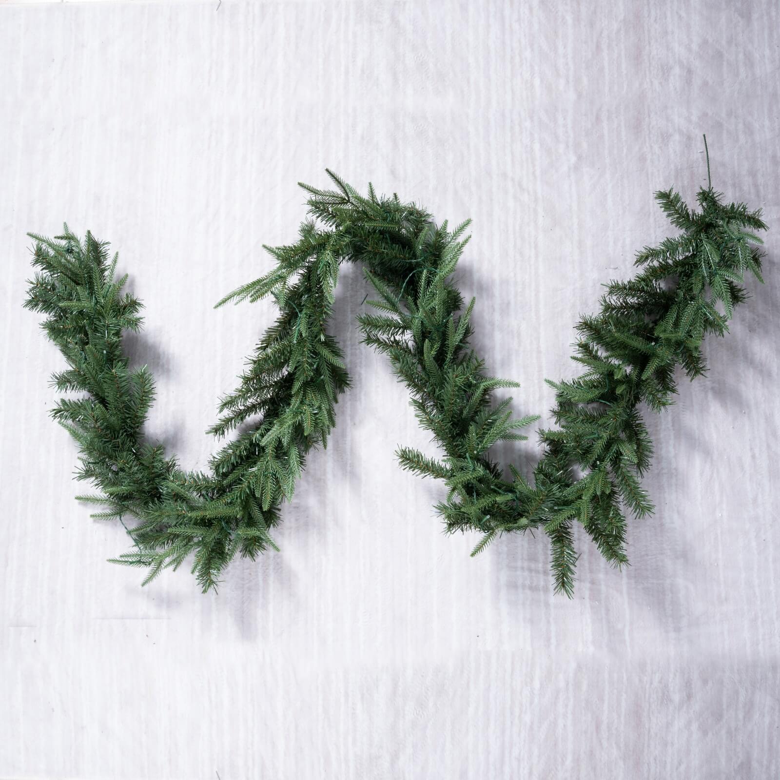 Pine Needle Garland with Optional Warm White LED Lights(PJG-2513) - Abrihome